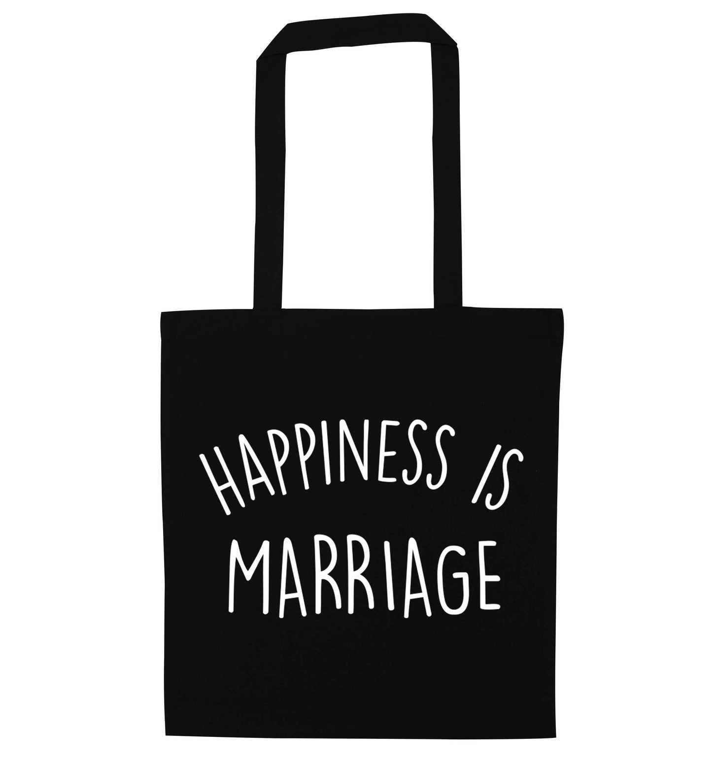 Happiness is marriage black tote bag