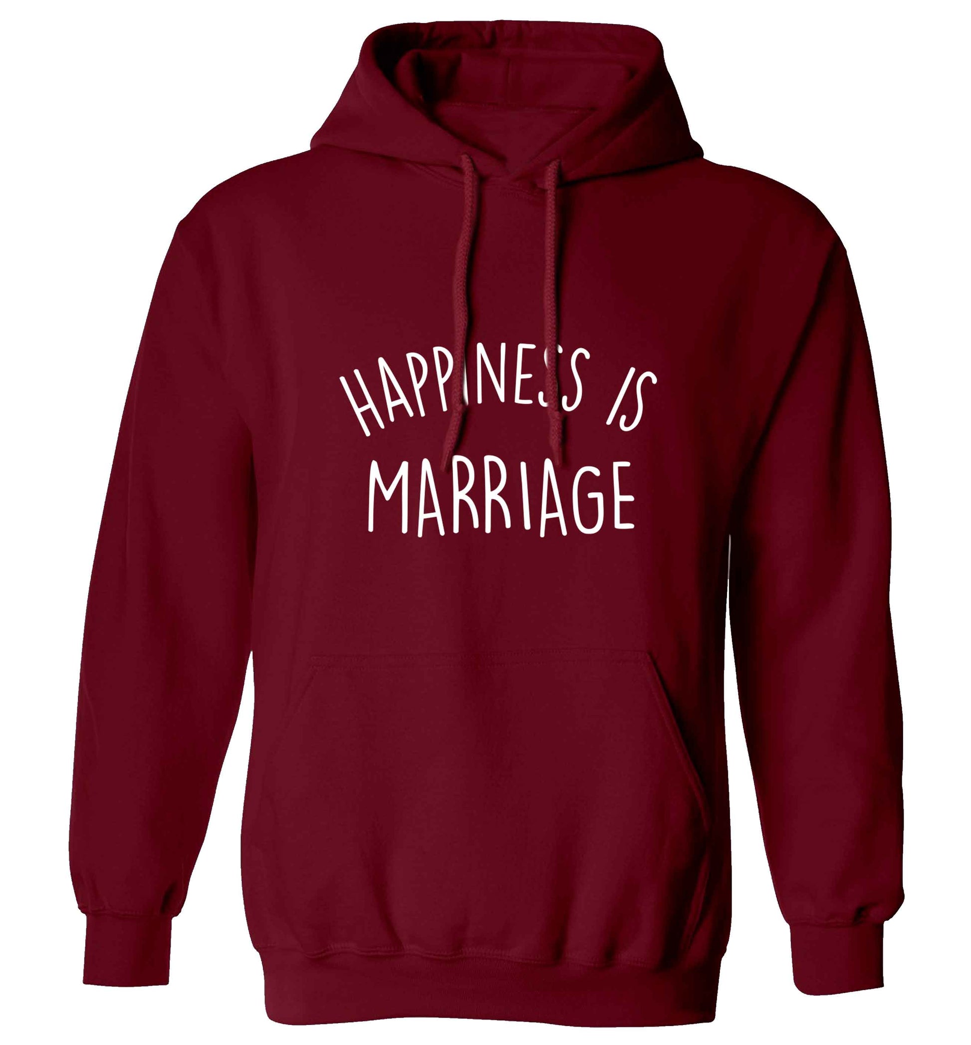 Happiness is marriage adults unisex maroon hoodie 2XL
