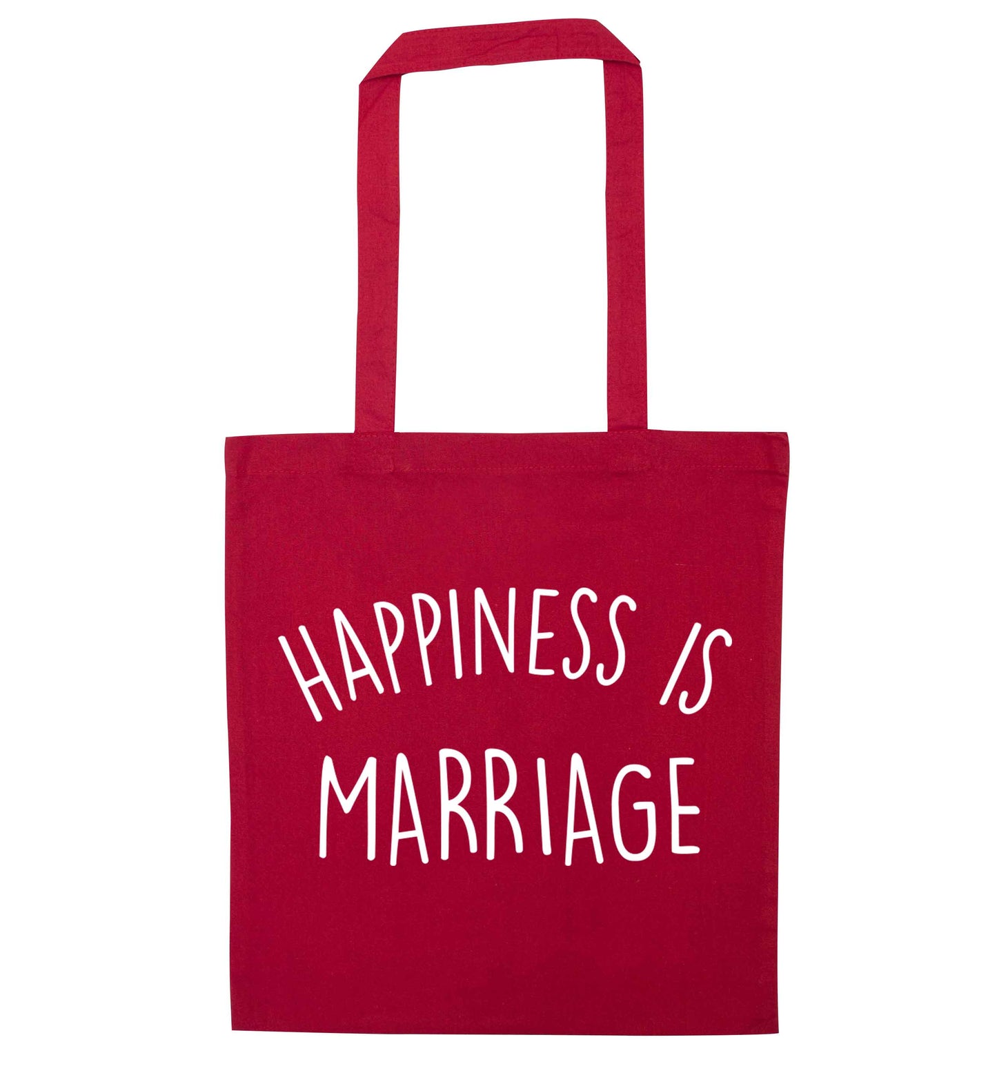 Happiness is marriage red tote bag