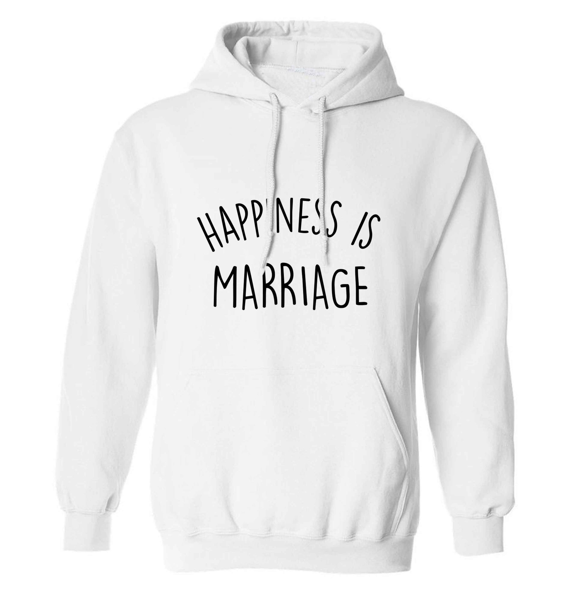 Happiness is marriage adults unisex white hoodie 2XL