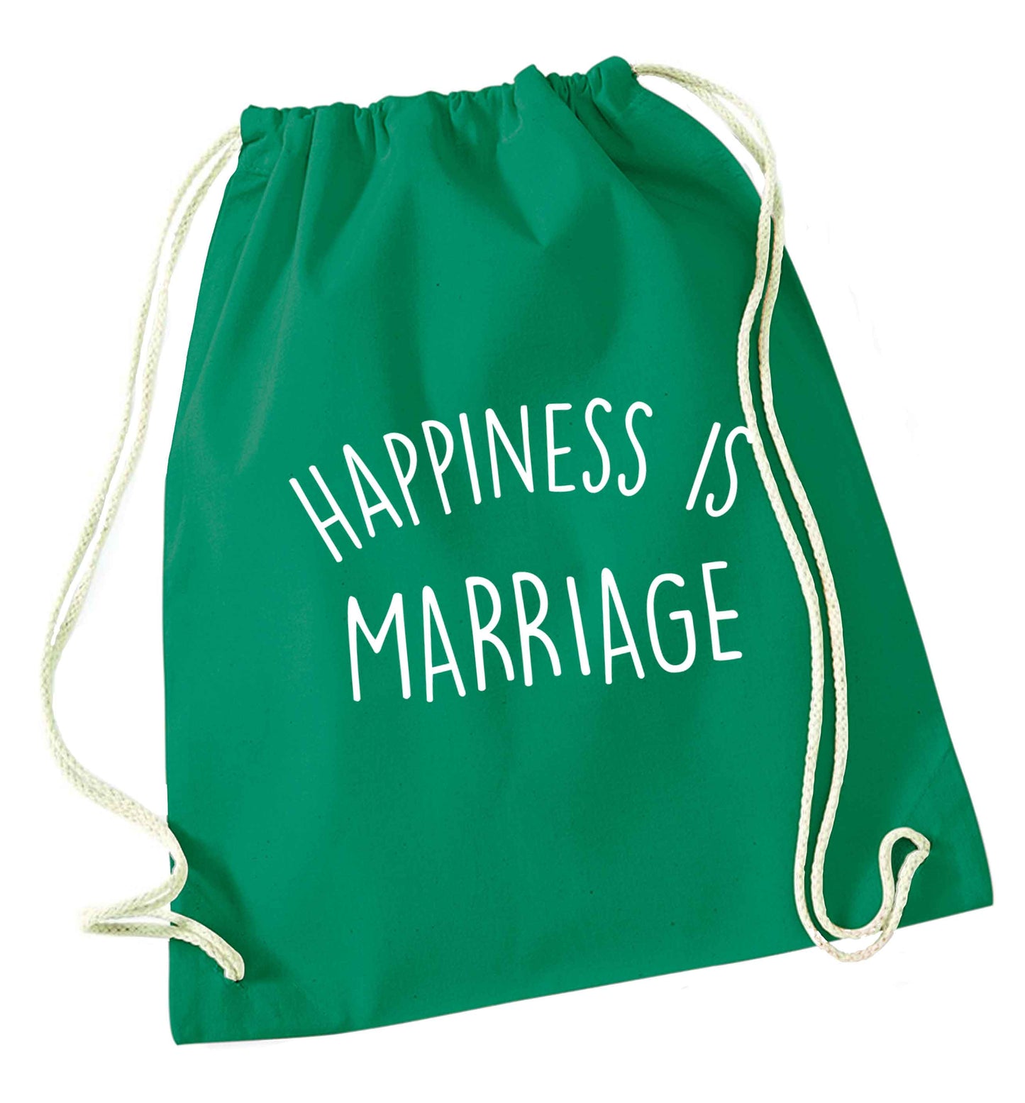 Happiness is wedding planning green drawstring bag