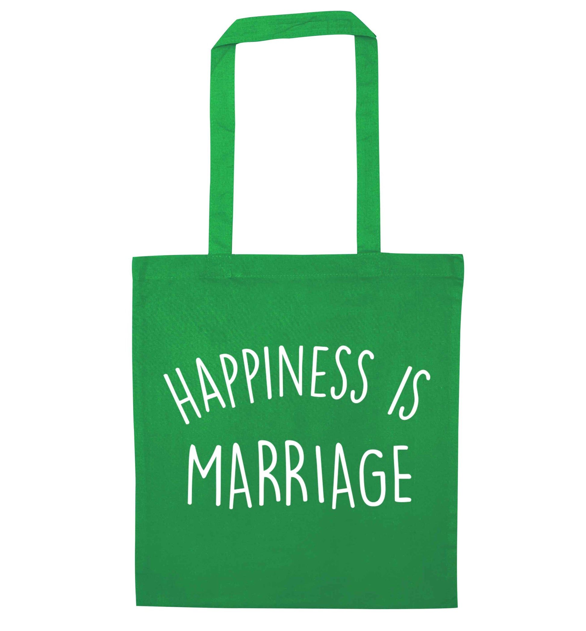 Happiness is wedding planning green tote bag