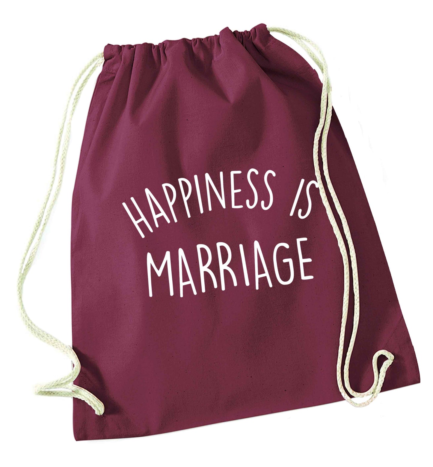 Happiness is wedding planning maroon drawstring bag