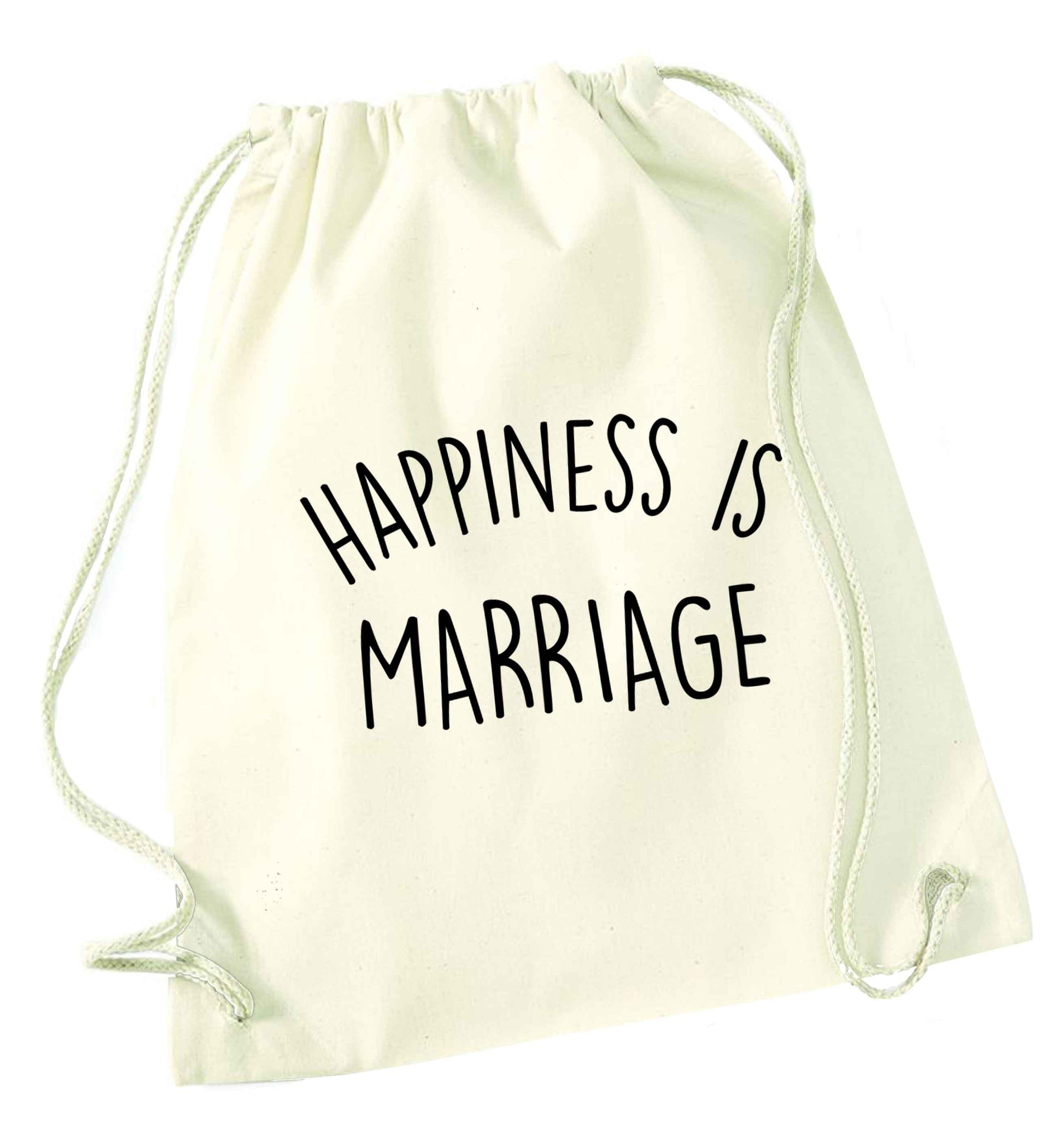 Happiness is wedding planning natural drawstring bag