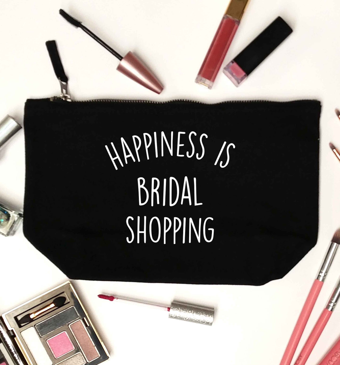 Happiness is bridal shopping black makeup bag
