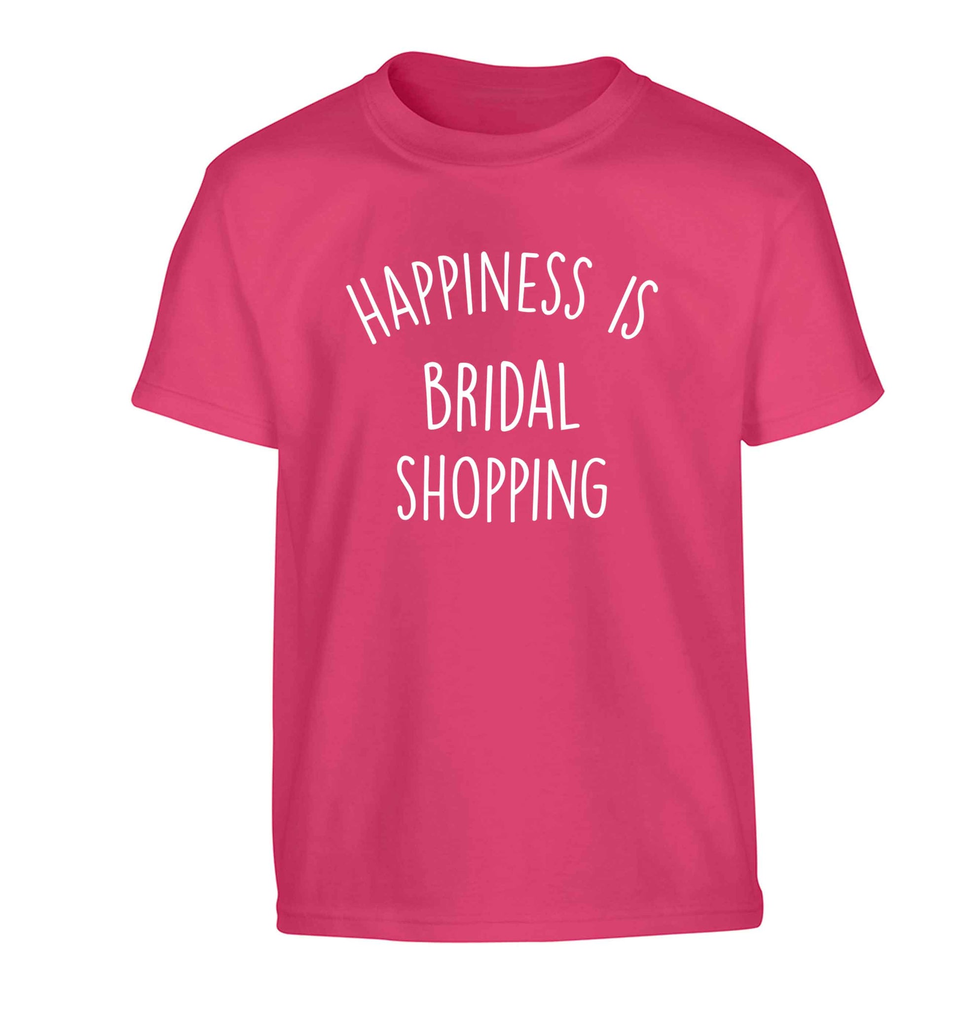 Happiness is bridal shopping Children's pink Tshirt 12-13 Years