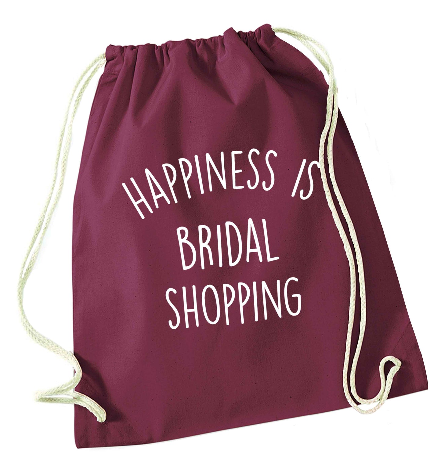 Happiness is bridal shopping maroon drawstring bag