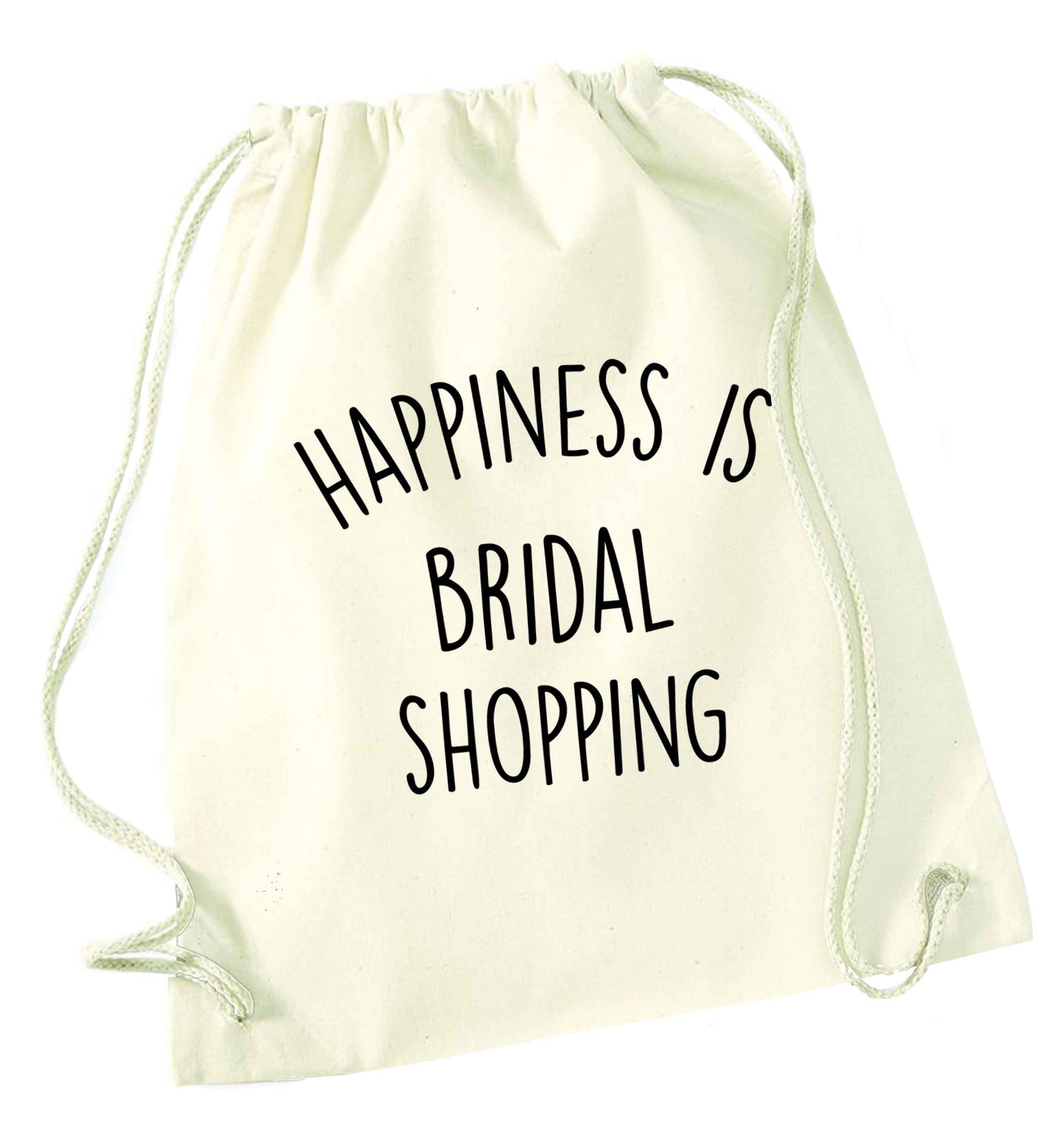 Happiness is bridal shopping natural drawstring bag