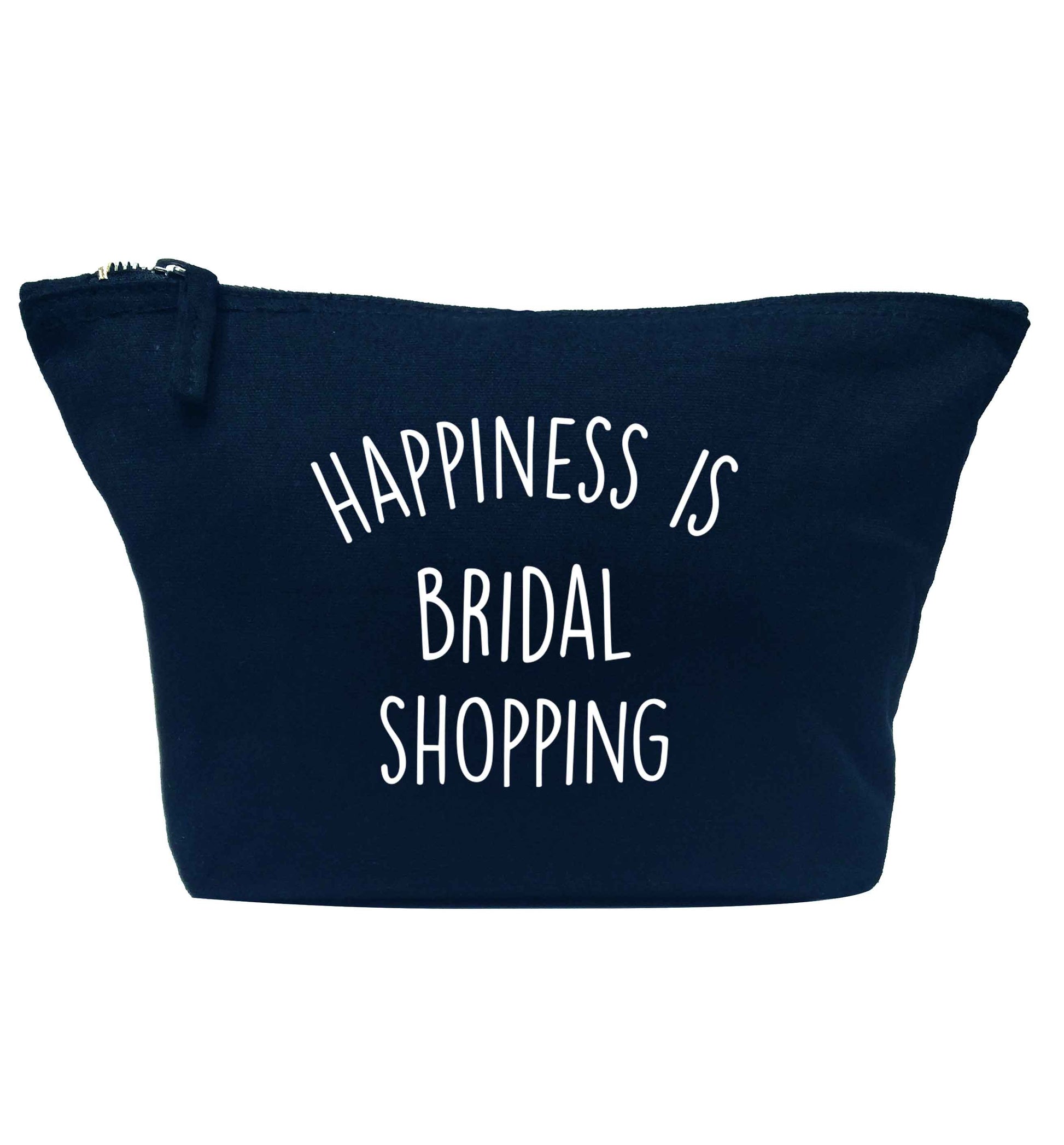 Happiness is bridal shopping navy makeup bag