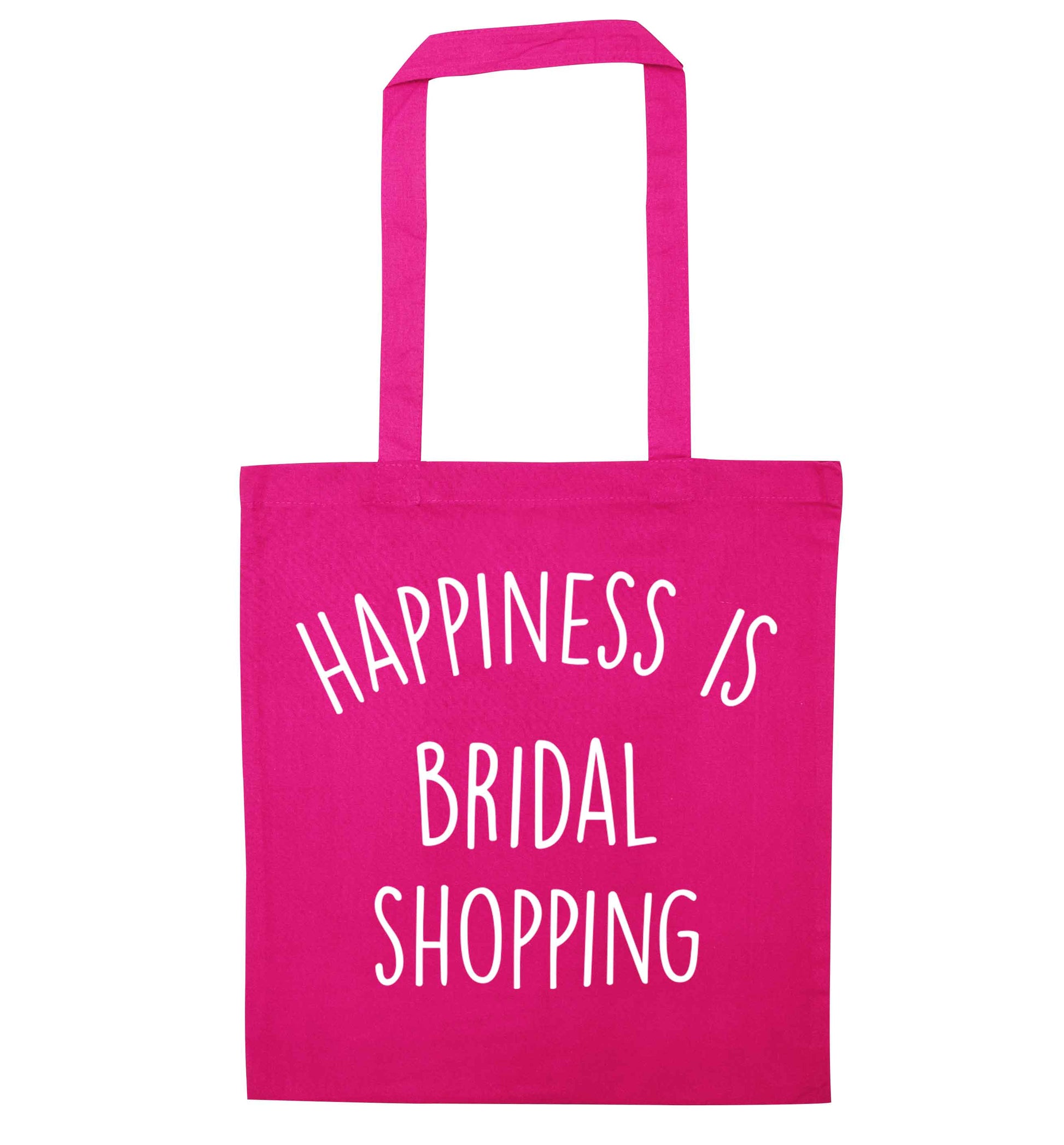 Happiness is bridal shopping pink tote bag