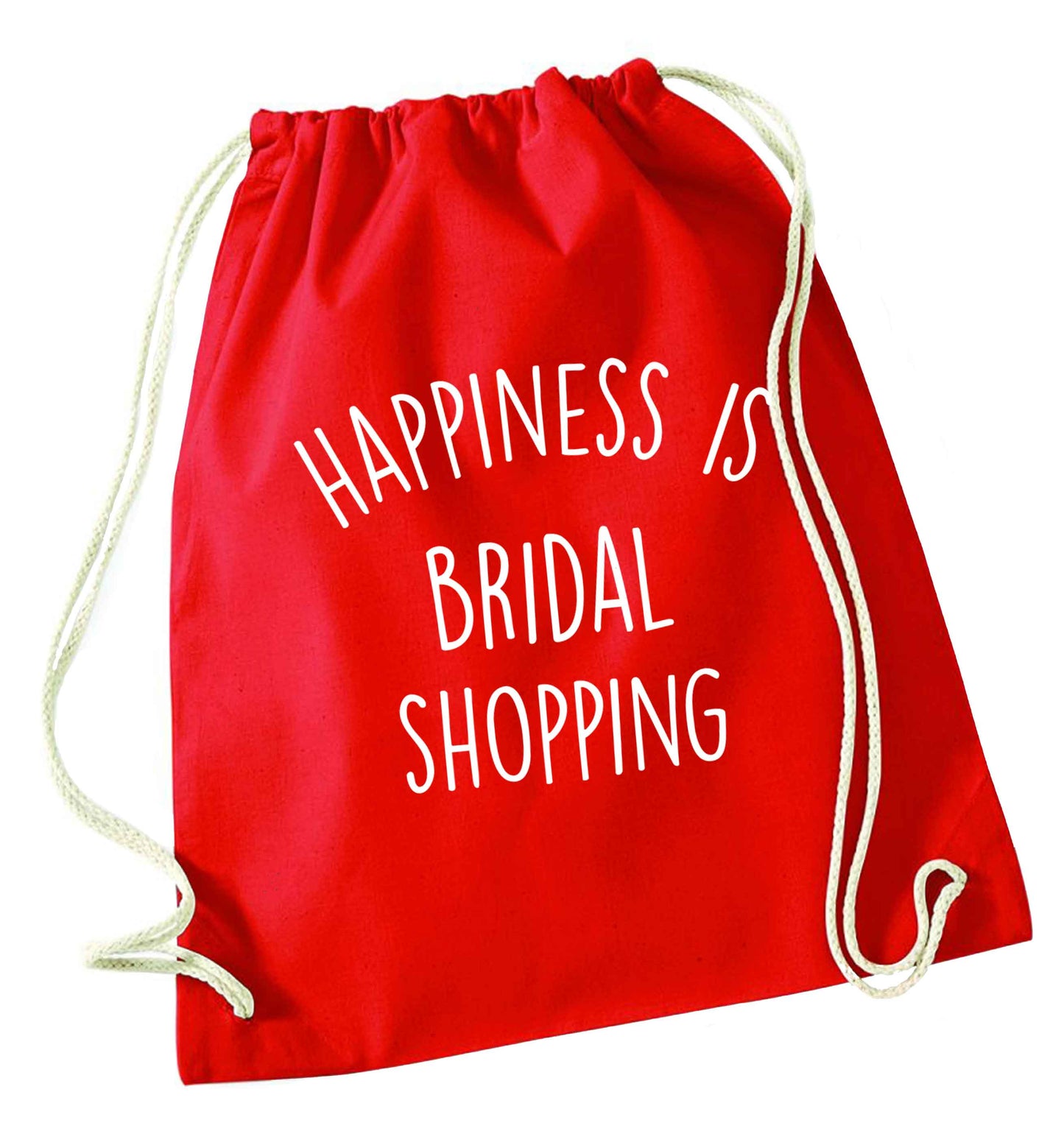 Happiness is bridal shopping red drawstring bag 