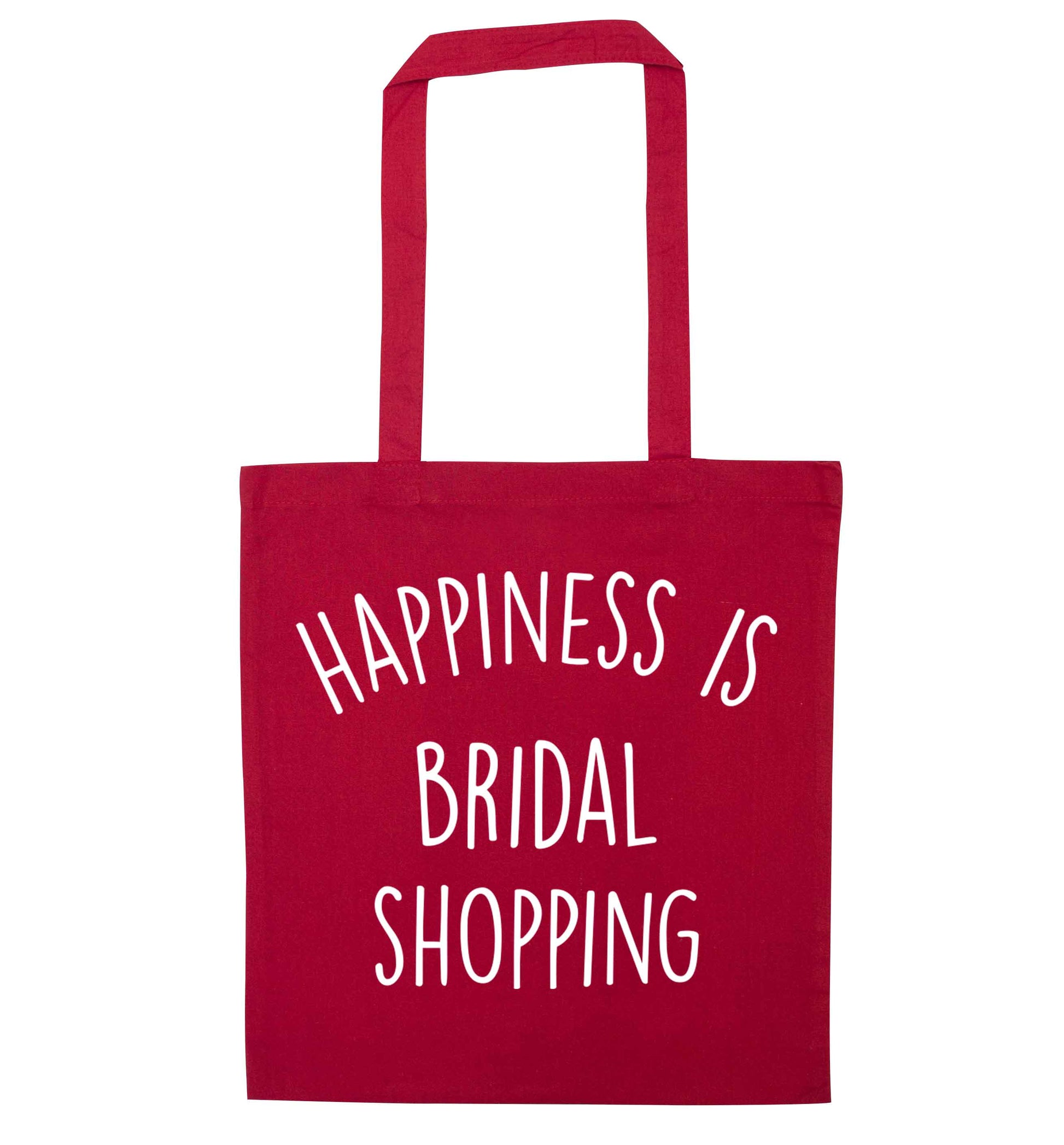 Happiness is bridal shopping red tote bag