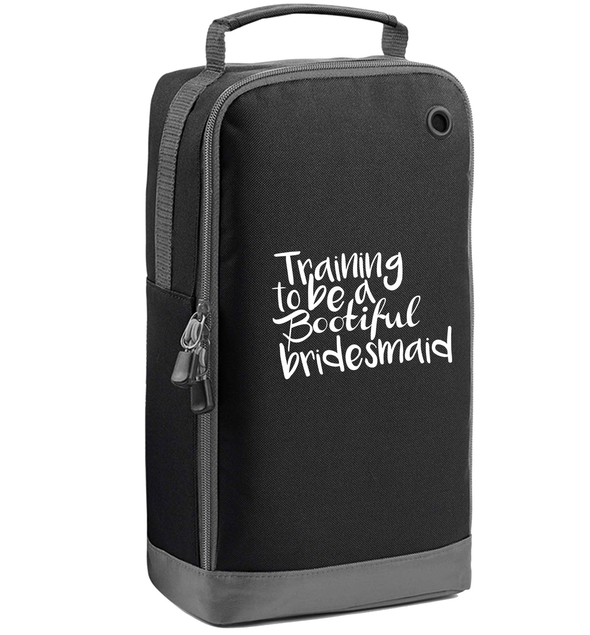 Get motivated and get fit for your big day! Our workout quotes and designs will get you ready to sweat! Perfect for any bride, groom or bridesmaid to be!  black sports shoe bag vertical print