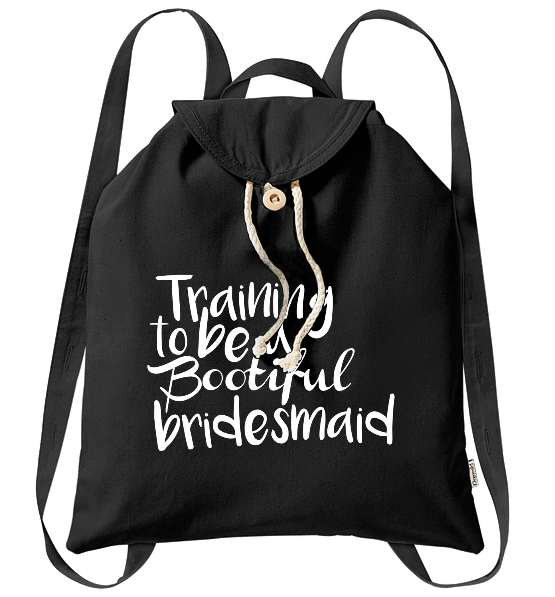 Get motivated and get fit for your big day! Our workout quotes and designs will get you ready to sweat! Perfect for any bride, groom or bridesmaid to be!  organic cotton backpack tote with wooden buttons in black