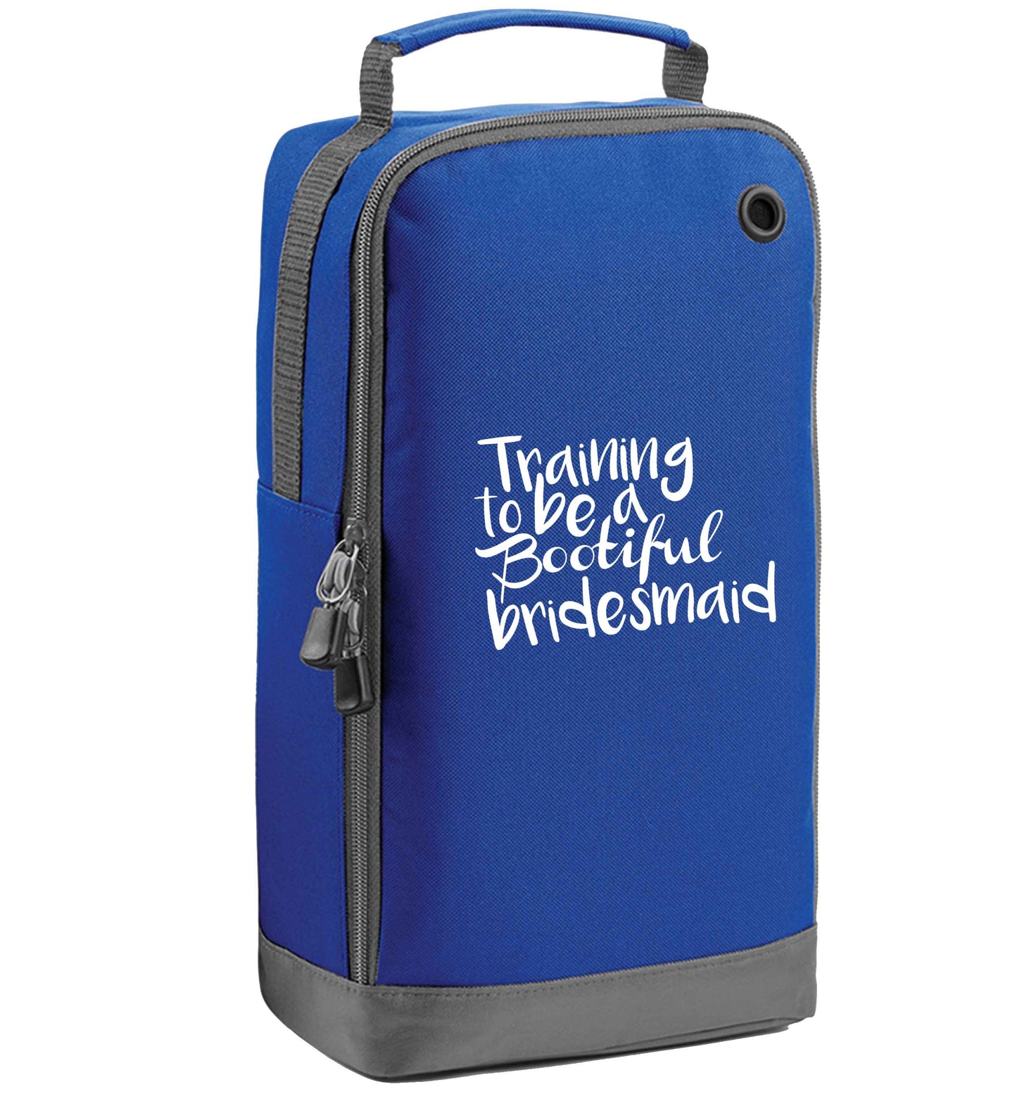 Get motivated and get fit for your big day! Our workout quotes and designs will get you ready to sweat! Perfect for any bride, groom or bridesmaid to be!  blue sports shoe bag vertical print