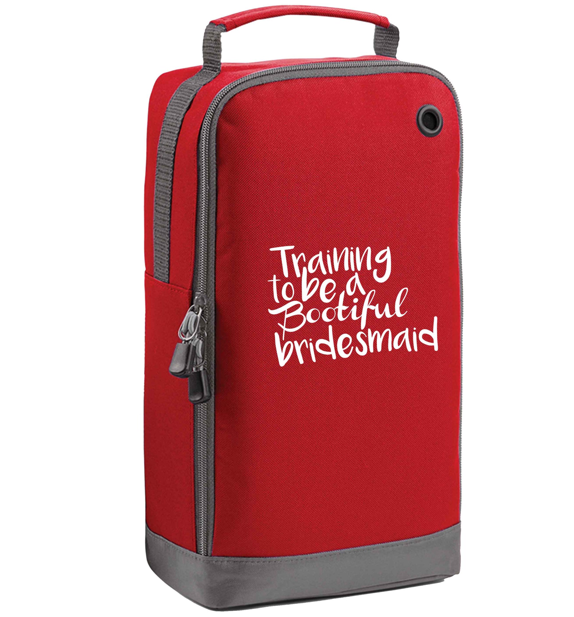 Get motivated and get fit for your big day! Our workout quotes and designs will get you ready to sweat! Perfect for any bride, groom or bridesmaid to be!  red sports shoe bag vertical print