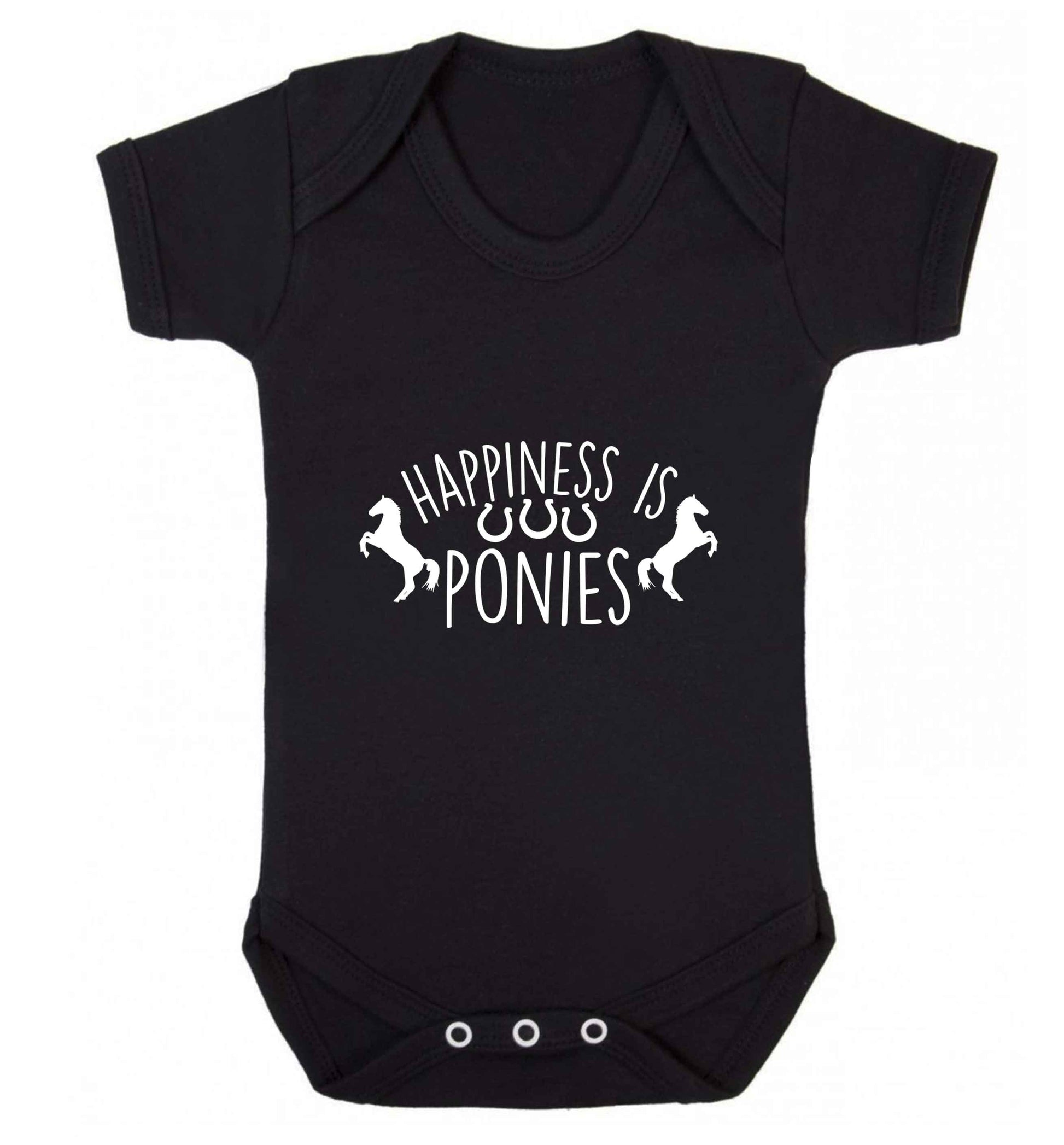 Happiness is ponies baby vest black 18-24 months