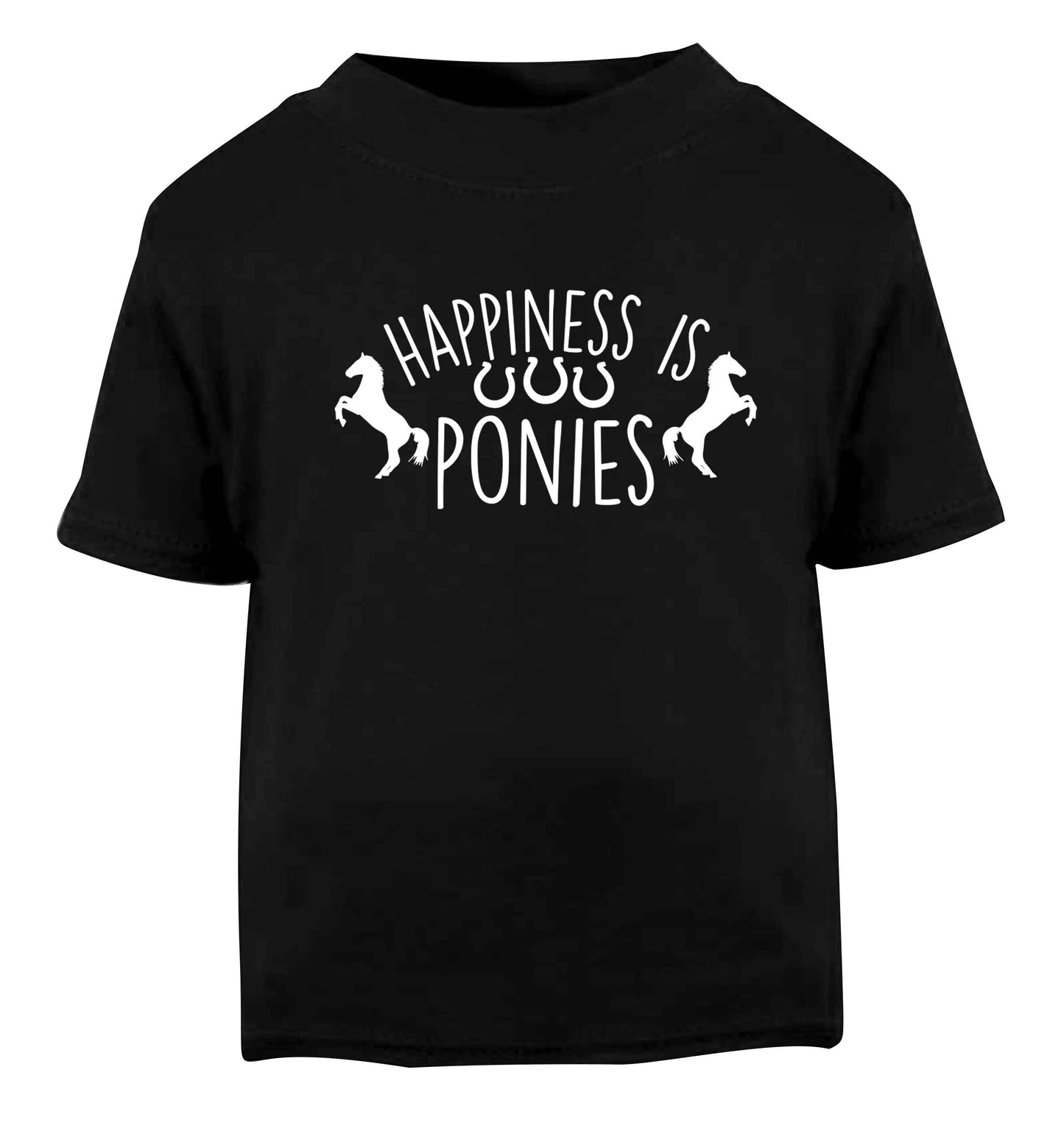 Happiness is ponies Black baby toddler Tshirt 2 years