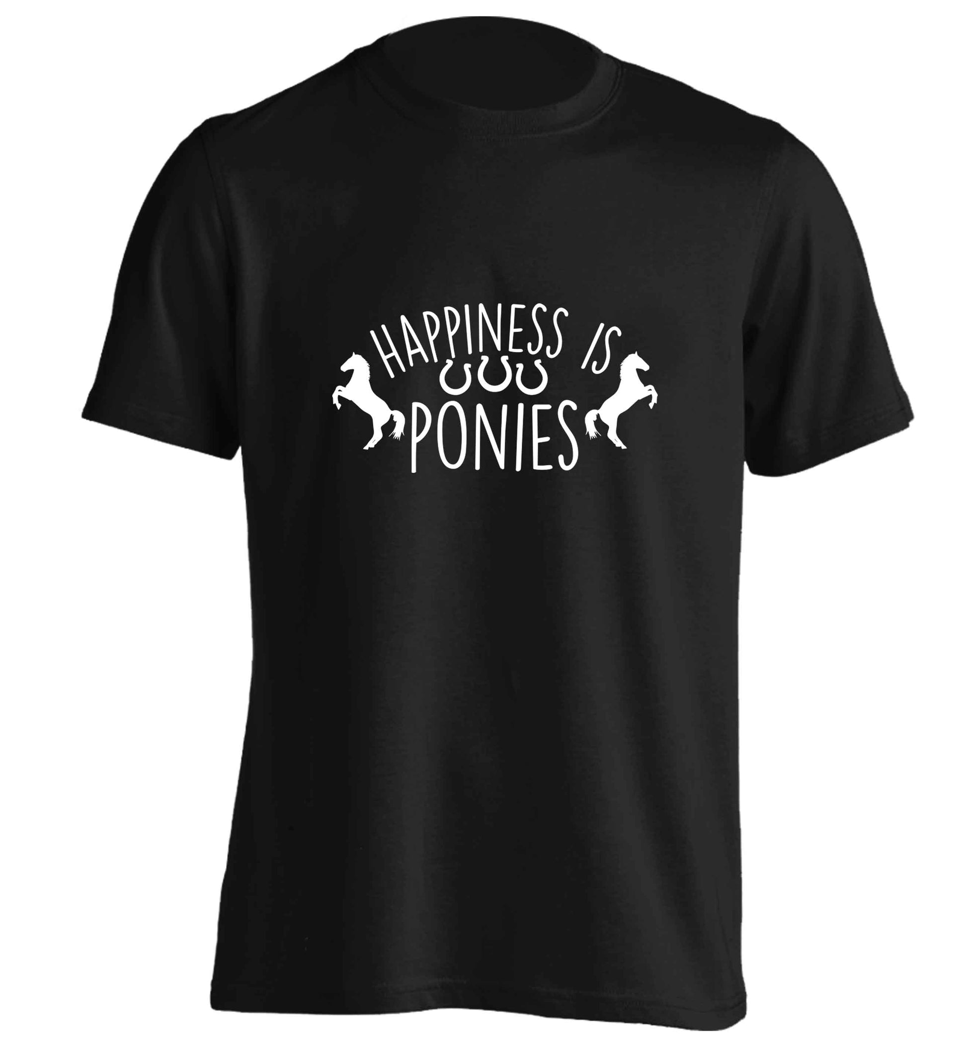 Happiness is ponies adults unisex black Tshirt 2XL