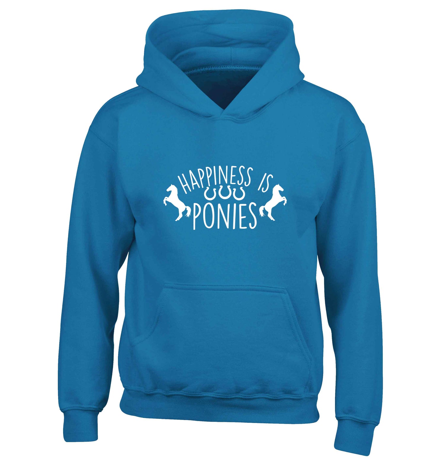 Happiness is ponies children's blue hoodie 12-13 Years