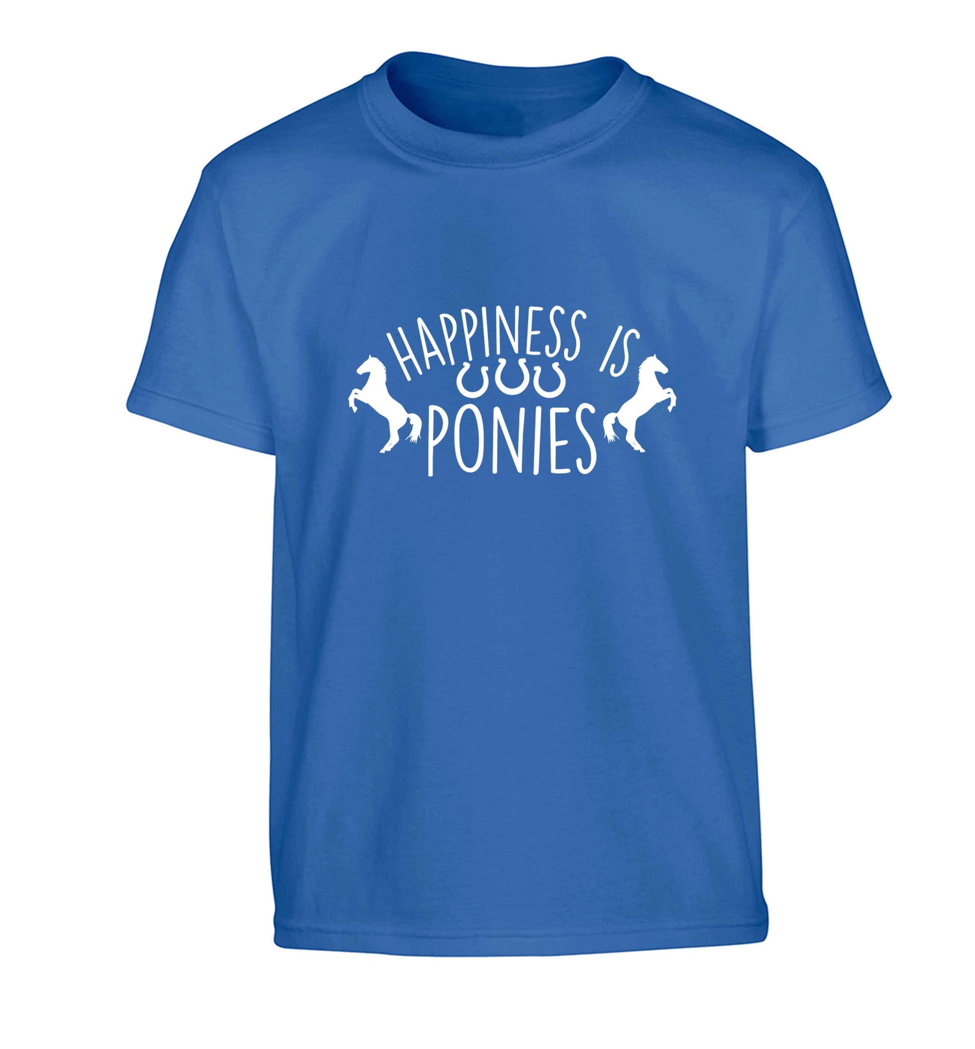 Happiness is ponies Children's blue Tshirt 12-13 Years