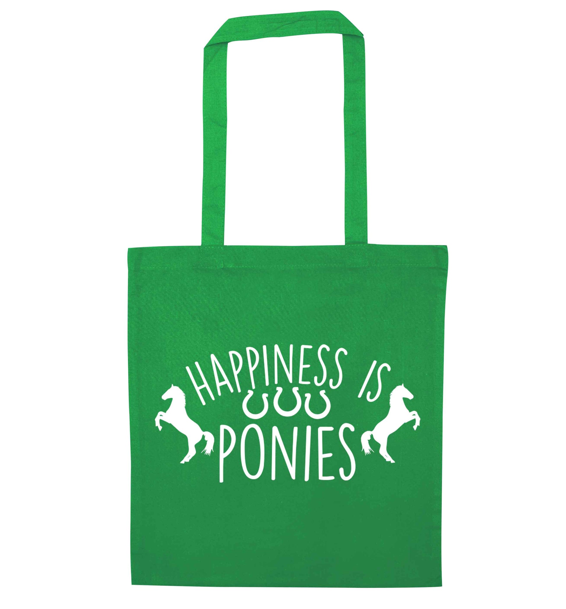 Happiness is ponies green tote bag