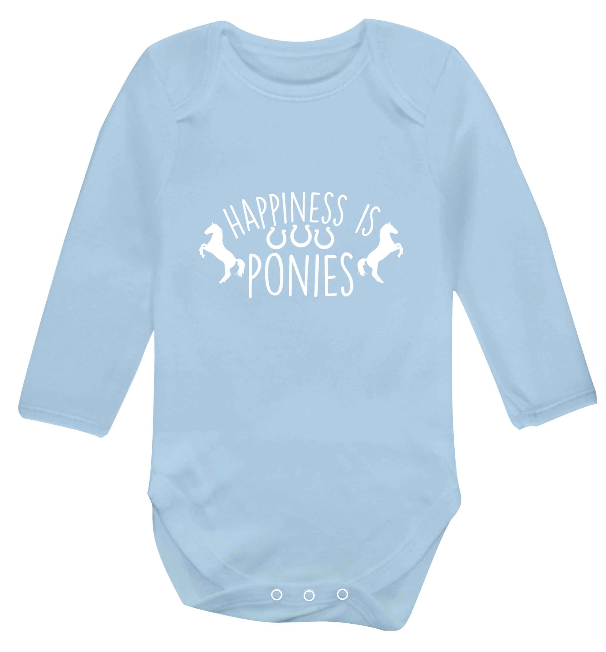 Happiness is ponies baby vest long sleeved pale blue 6-12 months