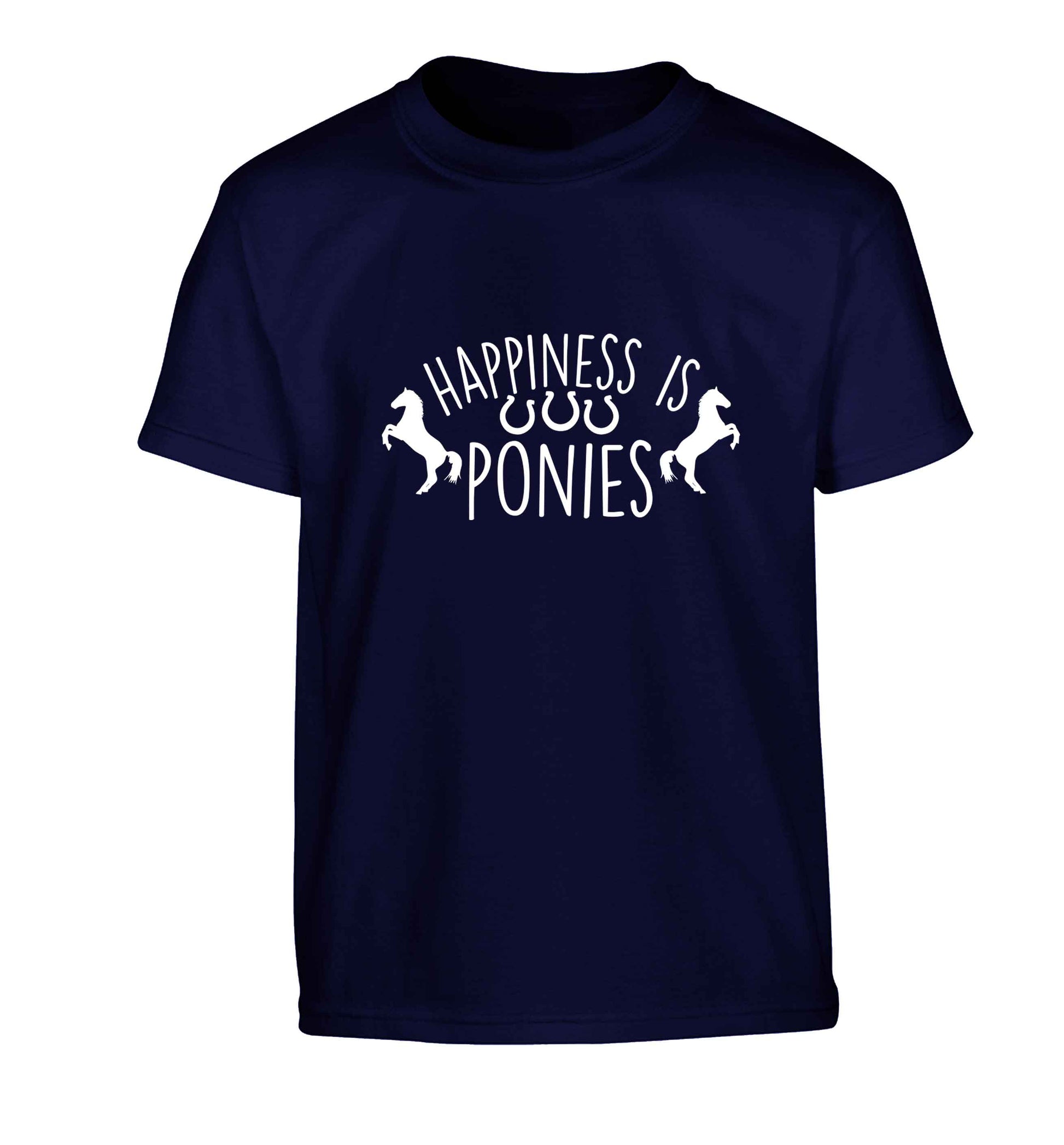 Happiness is ponies Children's navy Tshirt 12-13 Years