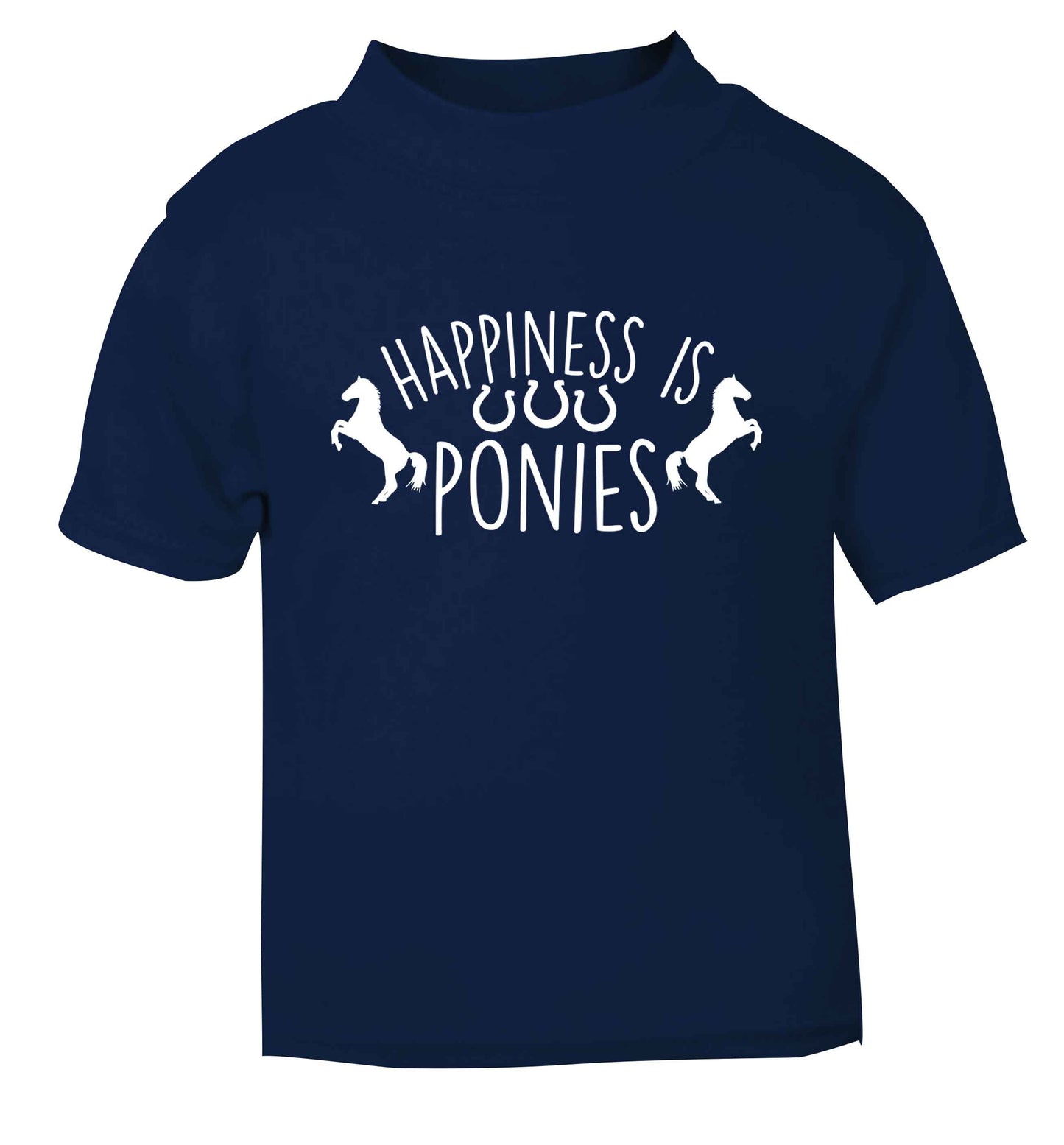 Happiness is ponies navy baby toddler Tshirt 2 Years