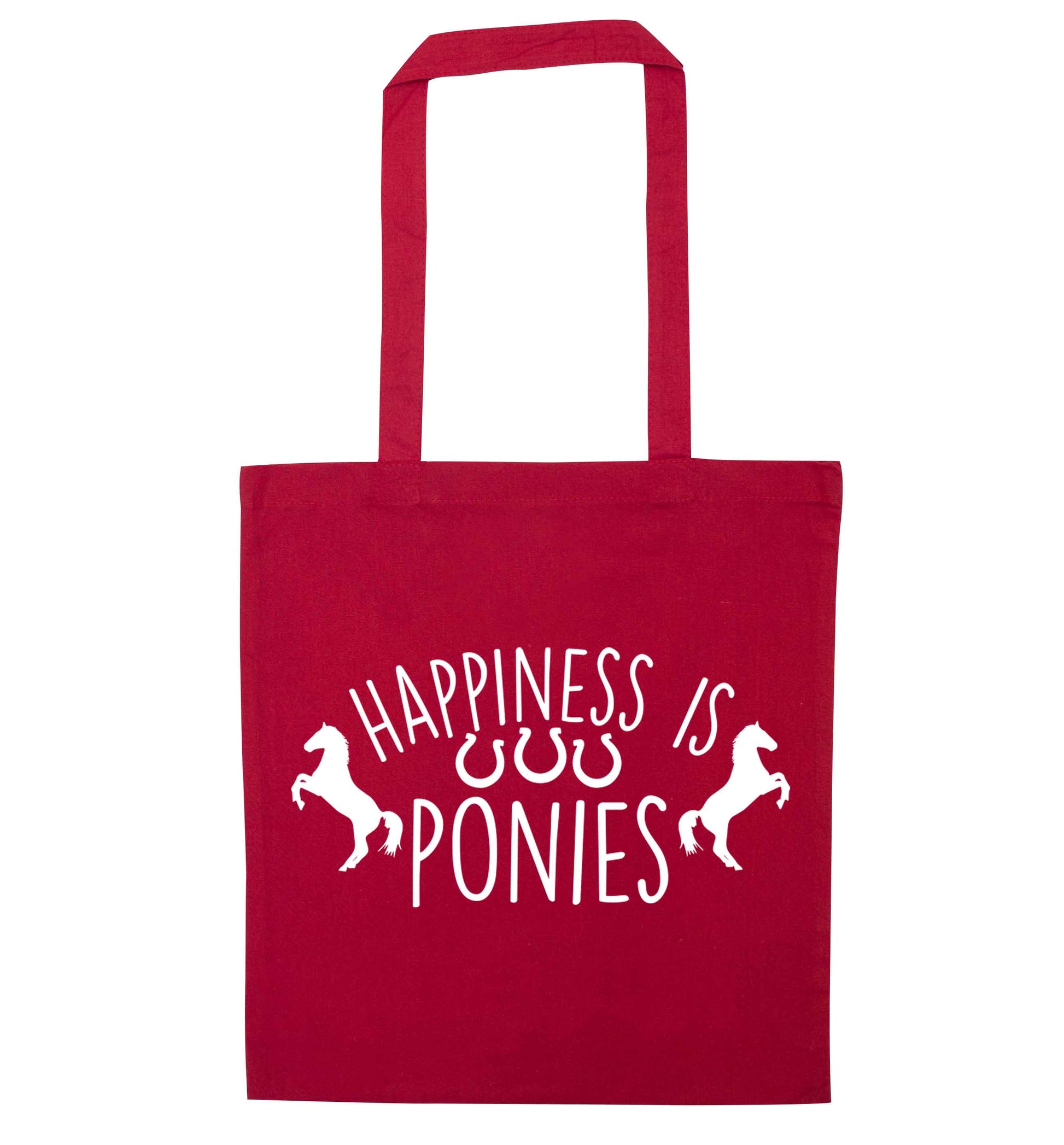 Happiness is ponies red tote bag