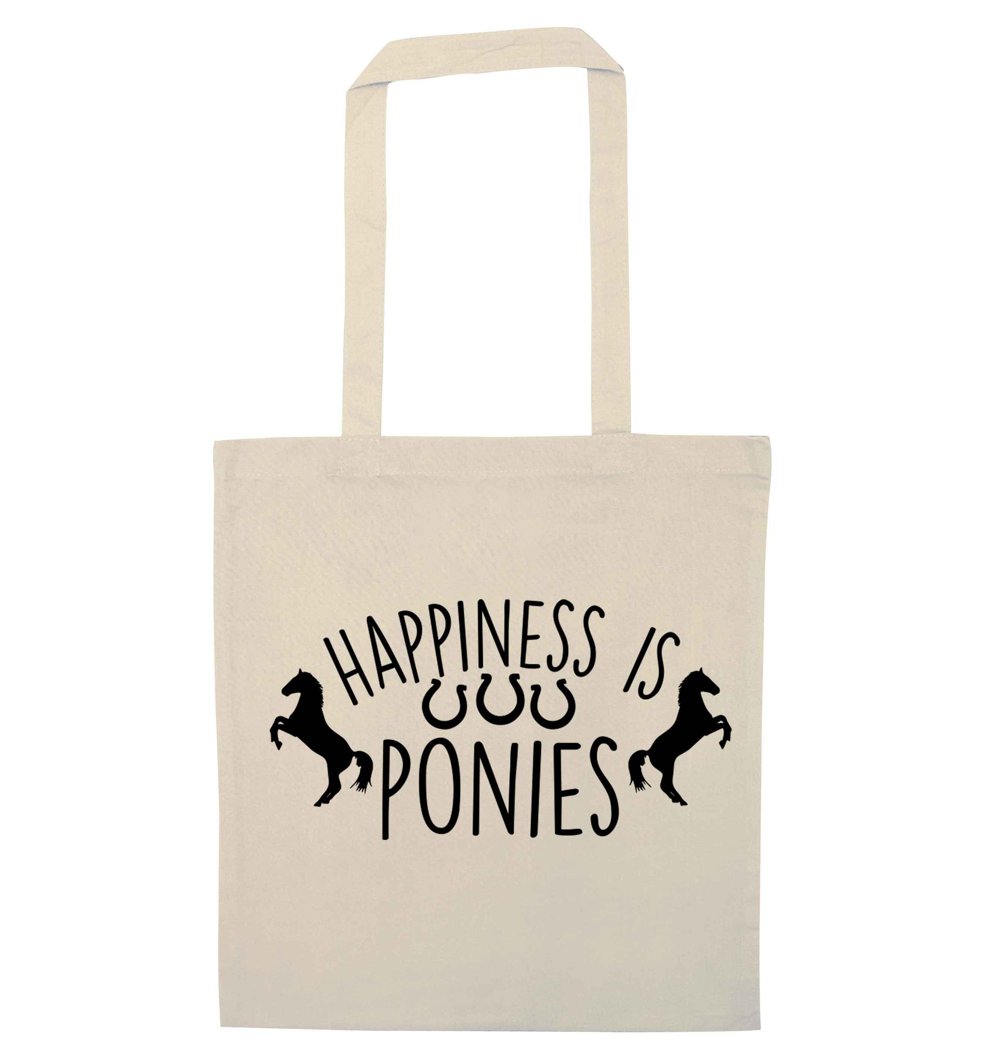Happiness is ponies natural tote bag