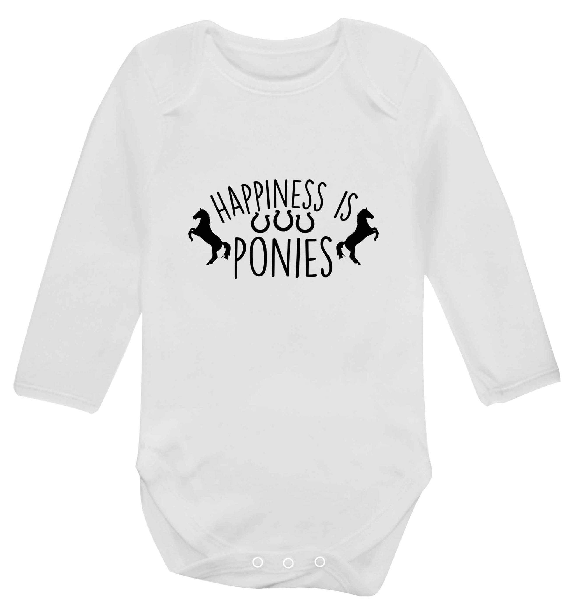 Happiness is ponies baby vest long sleeved white 6-12 months