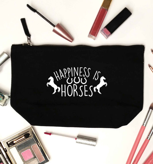 Happiness is horses black makeup bag