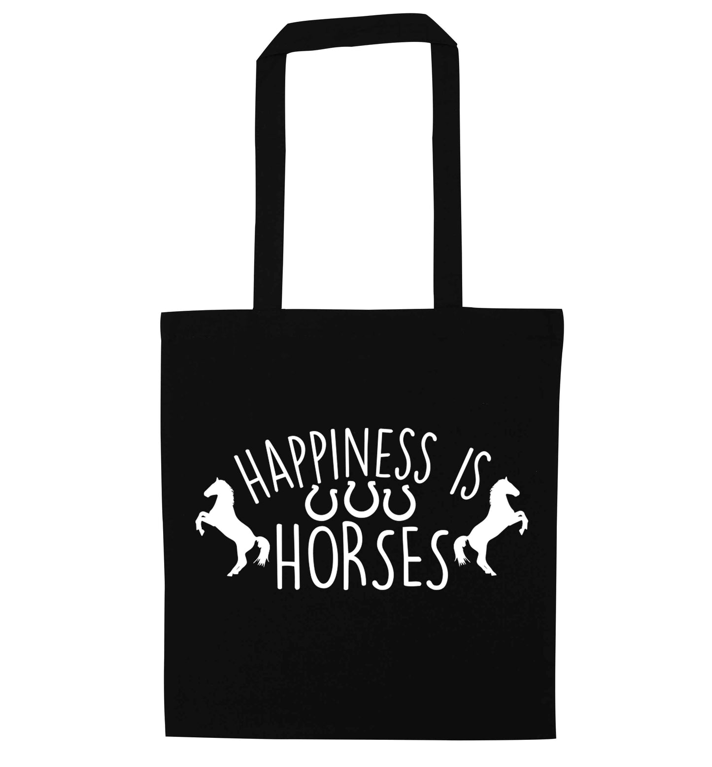 Happiness is horses black tote bag