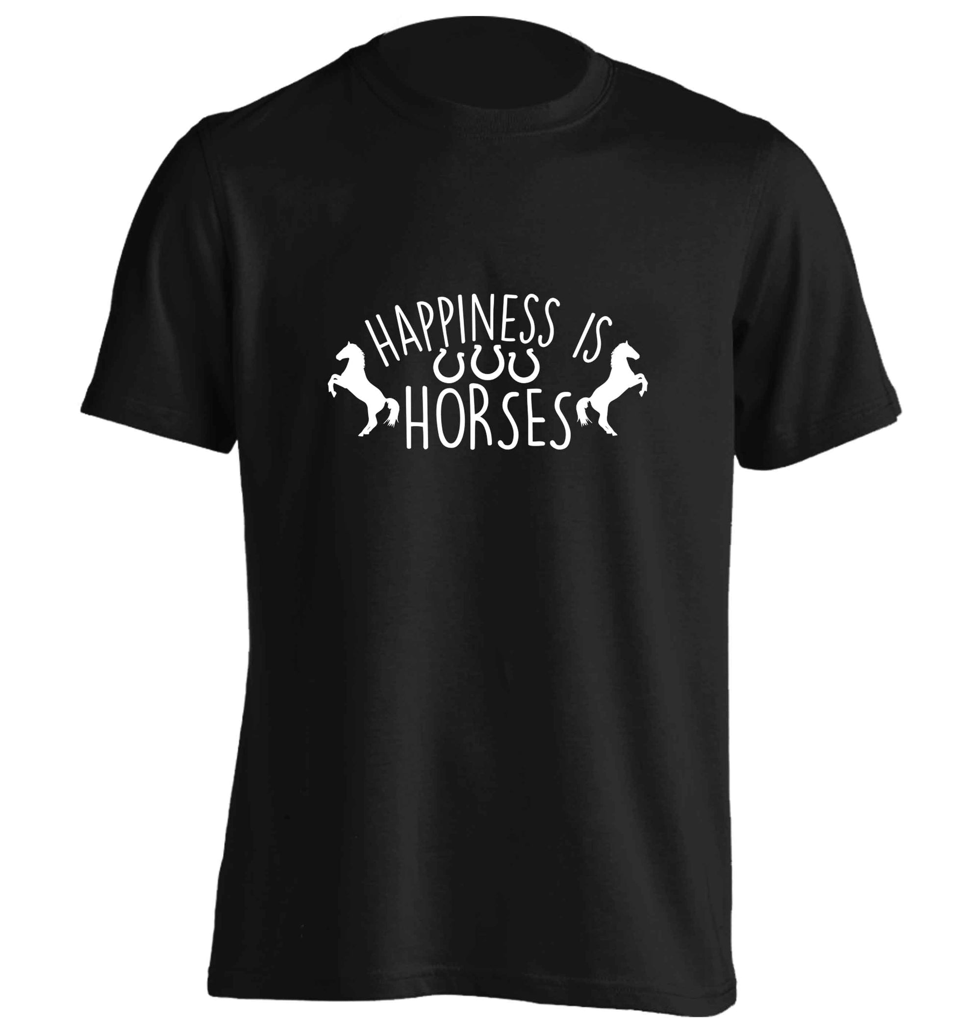 Happiness is horses adults unisex black Tshirt 2XL