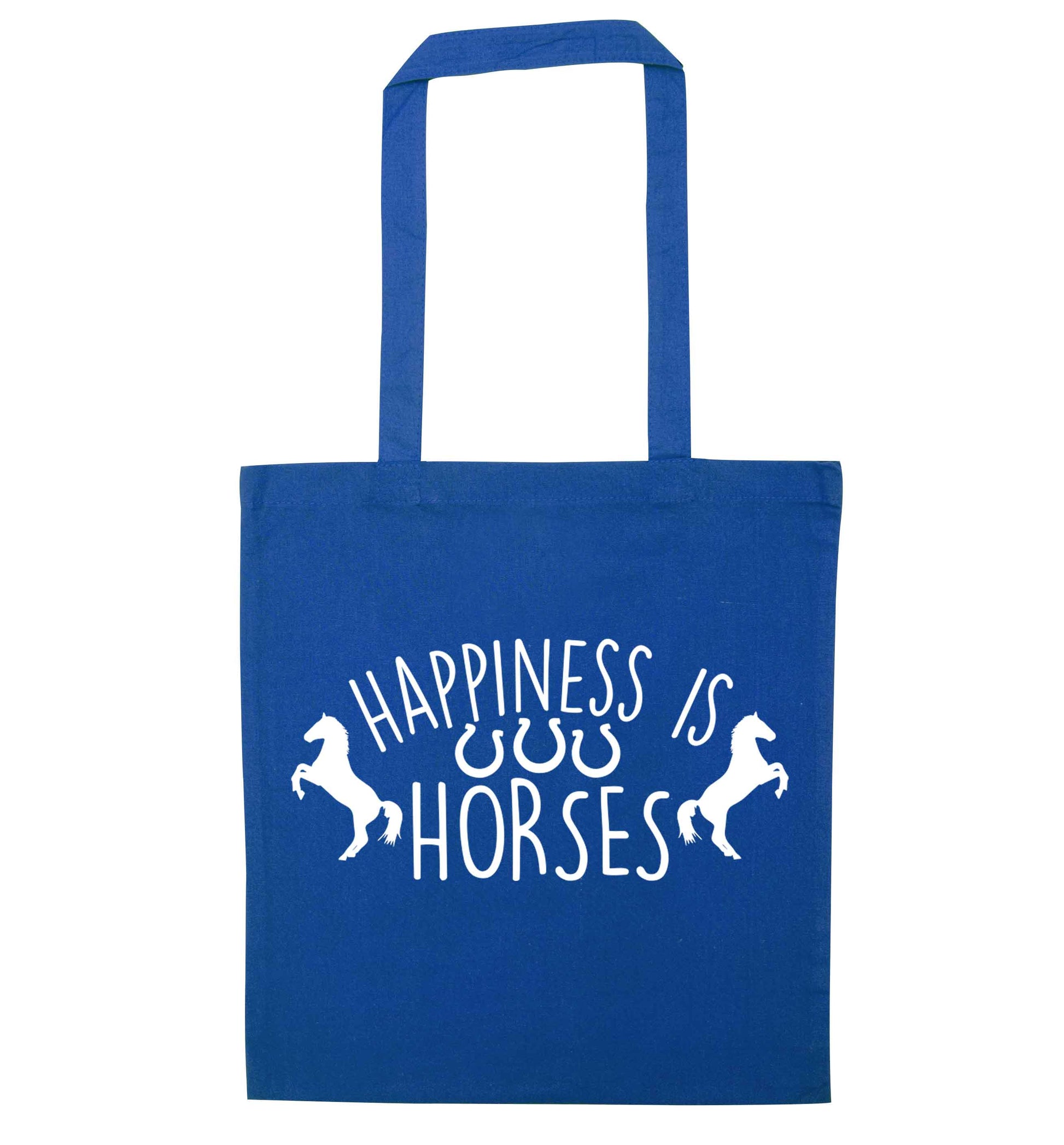 Happiness is horses blue tote bag
