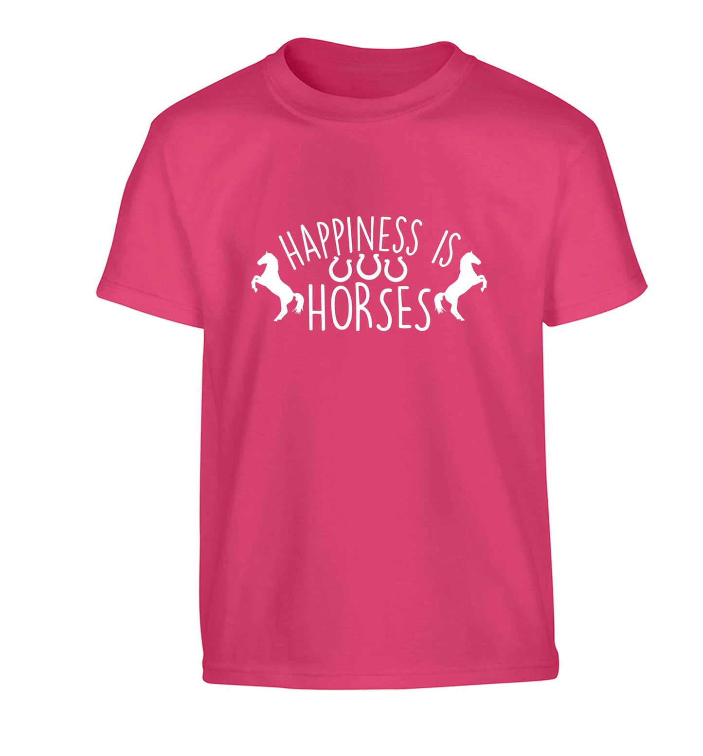 Happiness is horses Children's pink Tshirt 12-13 Years