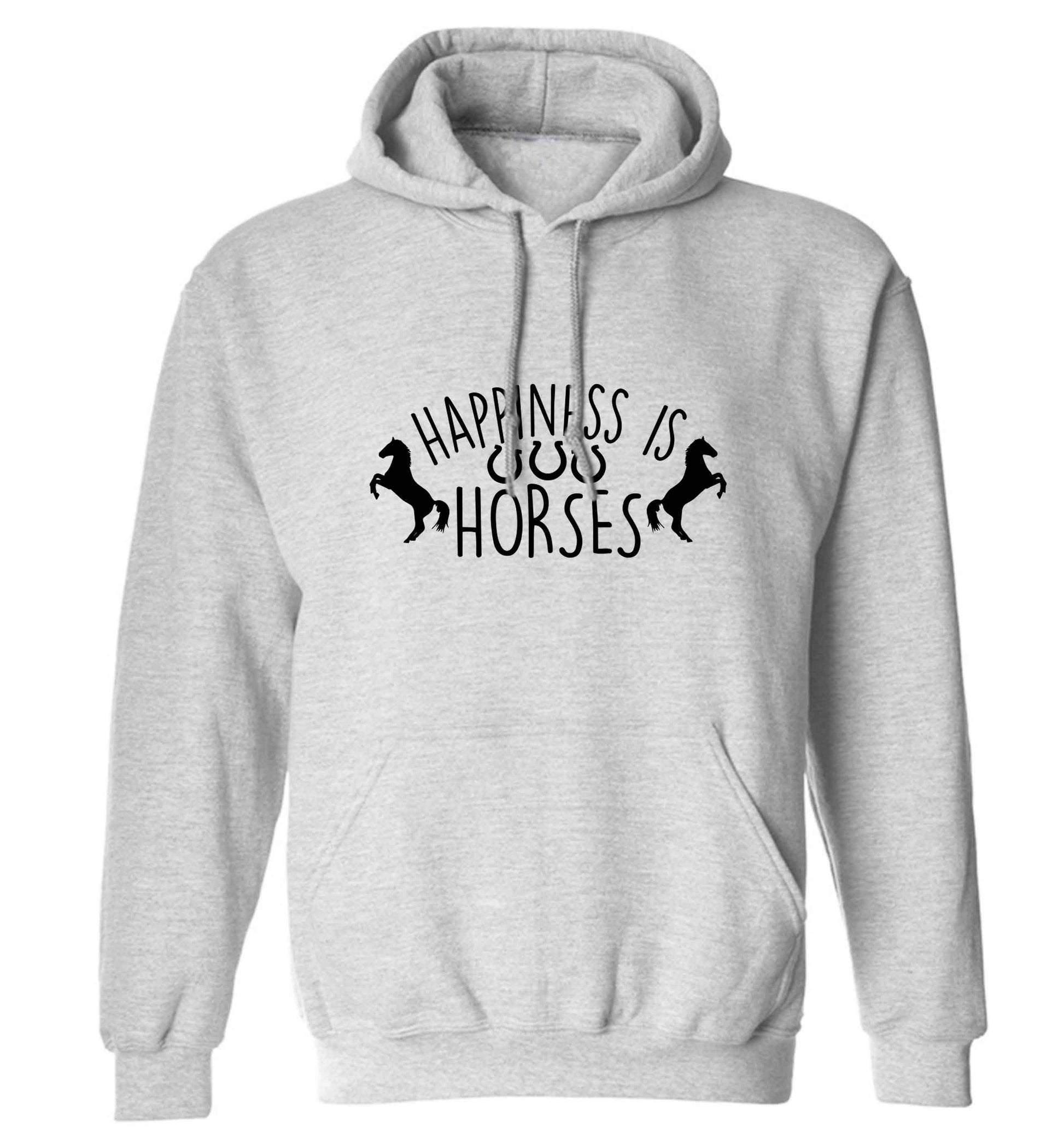 Happiness is horses adults unisex grey hoodie 2XL