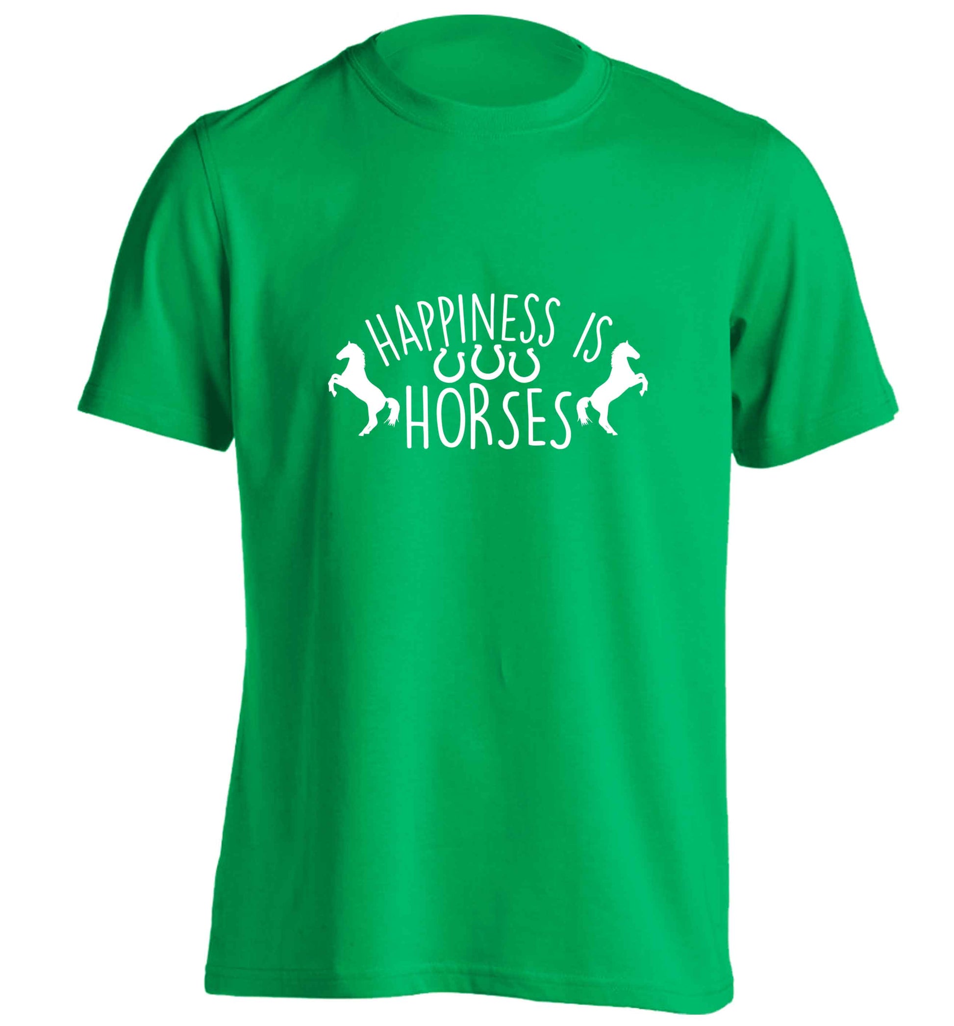 Happiness is horses adults unisex green Tshirt 2XL