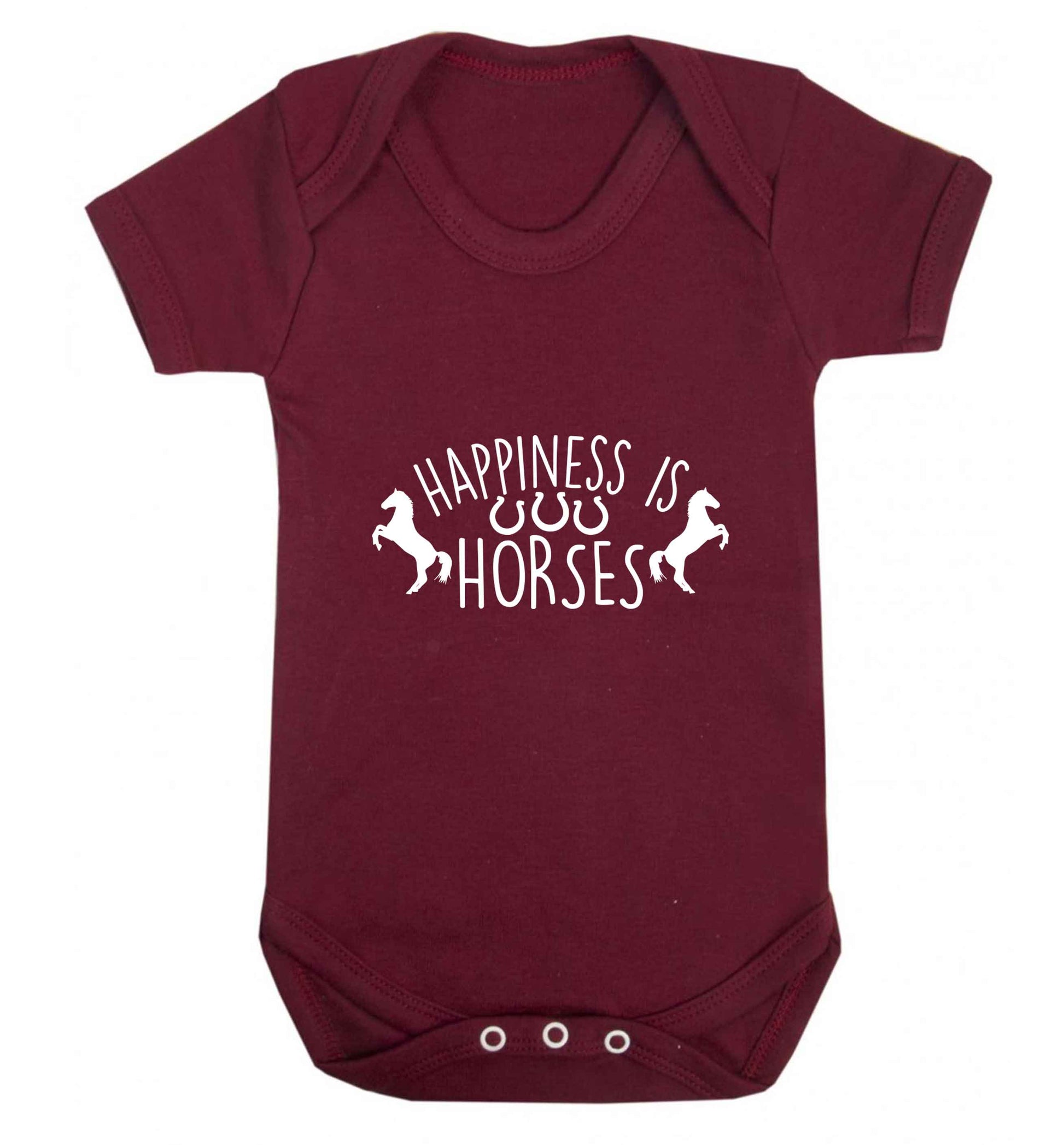 Happiness is horses baby vest maroon 18-24 months