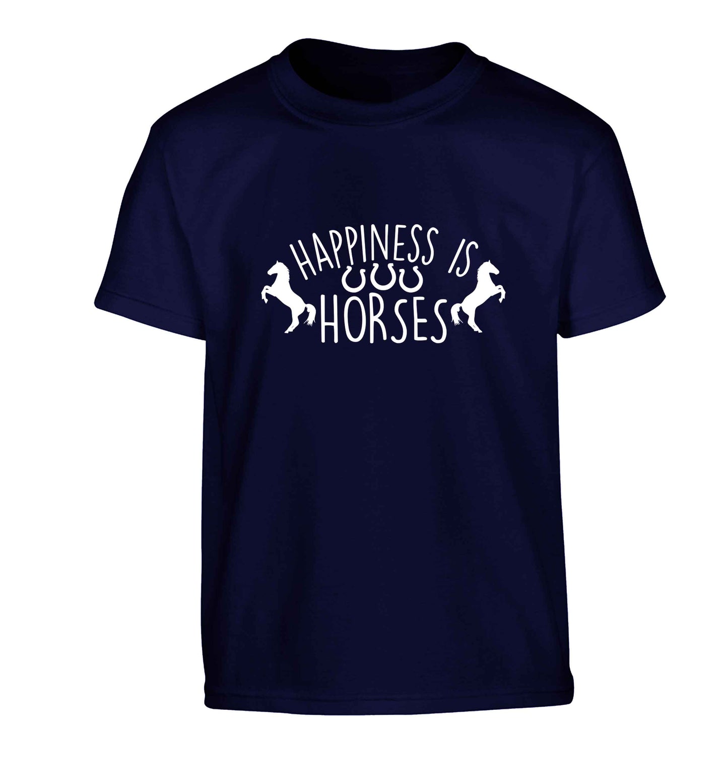 Happiness is horses Children's navy Tshirt 12-13 Years