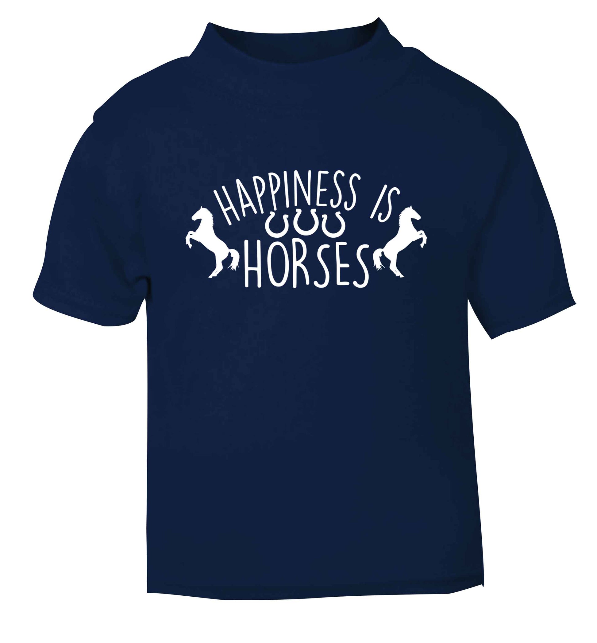Happiness is horses navy baby toddler Tshirt 2 Years