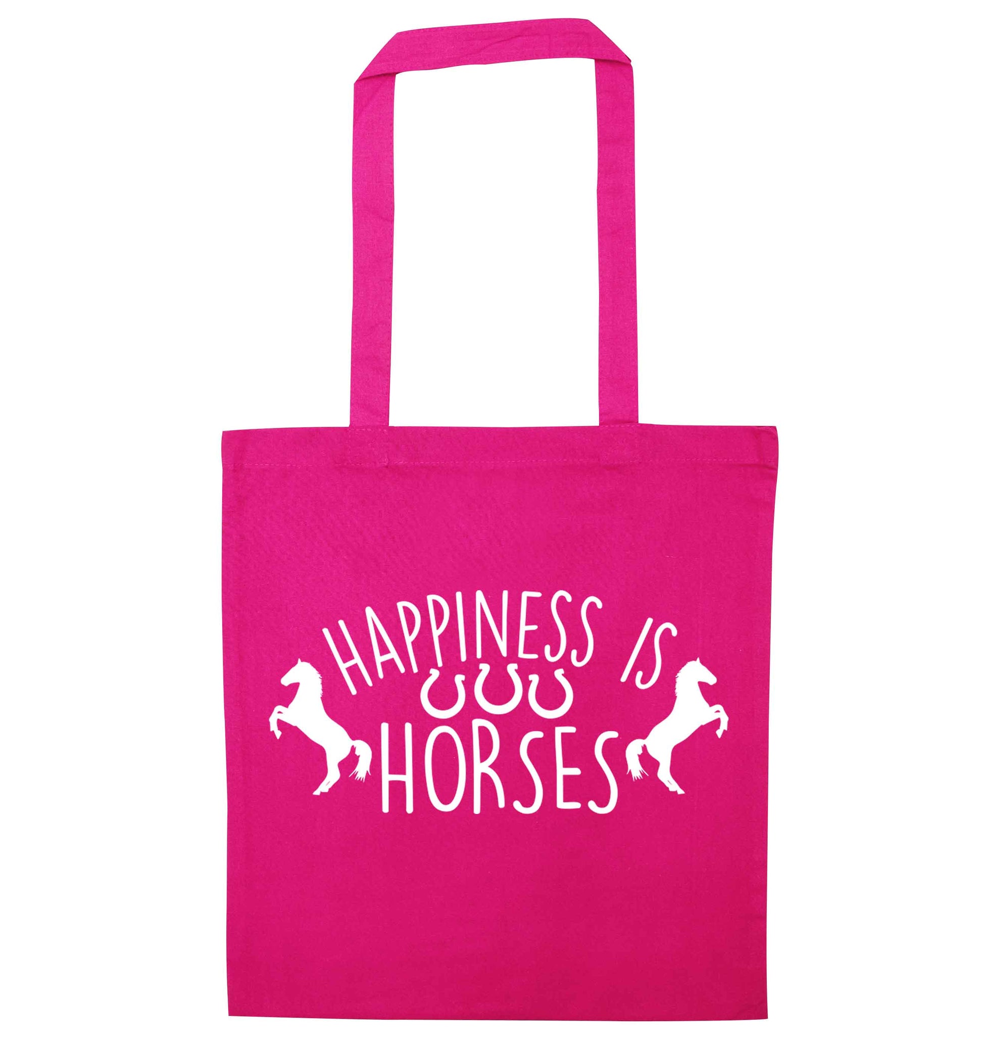 Happiness is horses pink tote bag