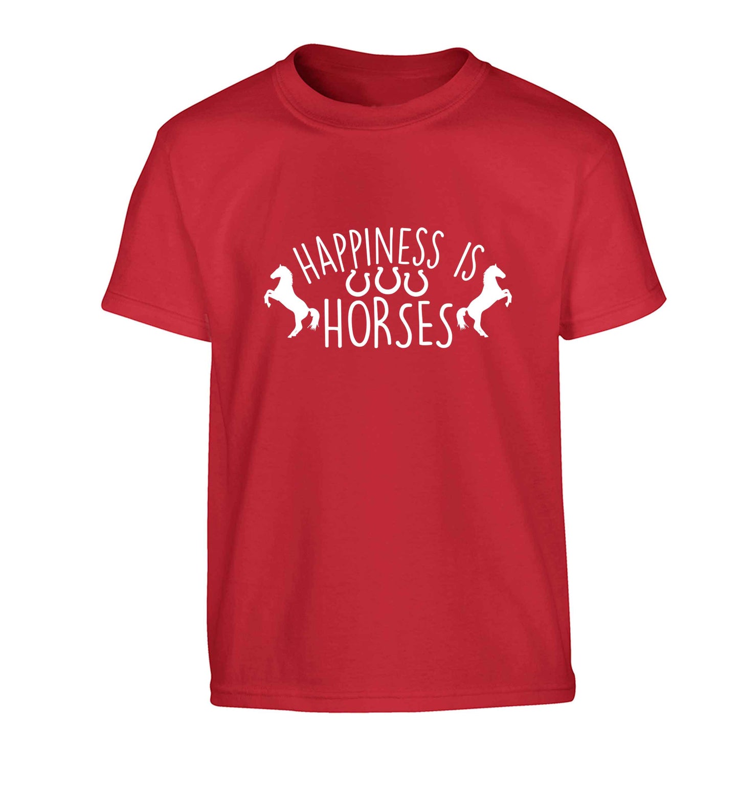Happiness is horses Children's red Tshirt 12-13 Years