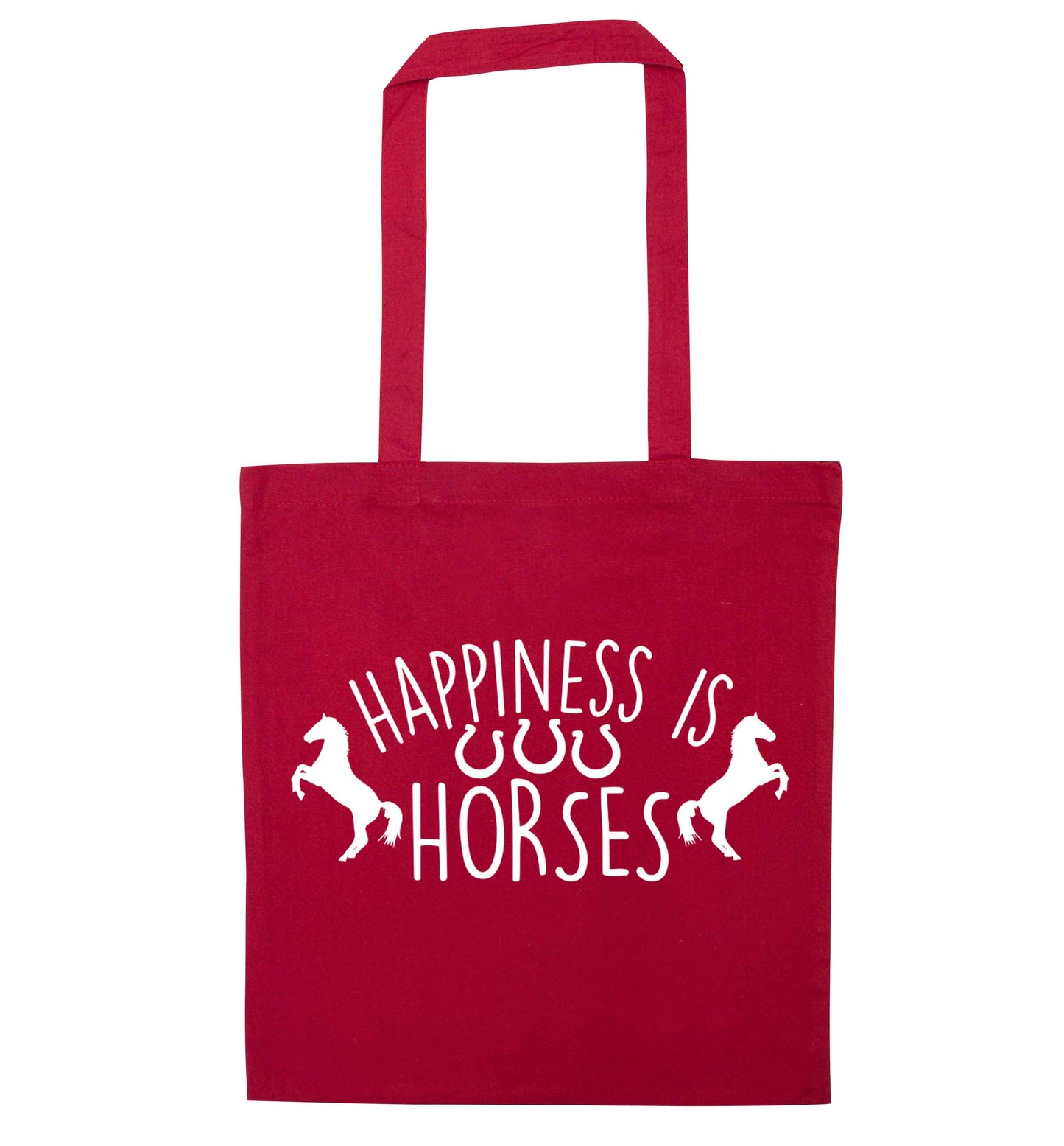Happiness is horses red tote bag