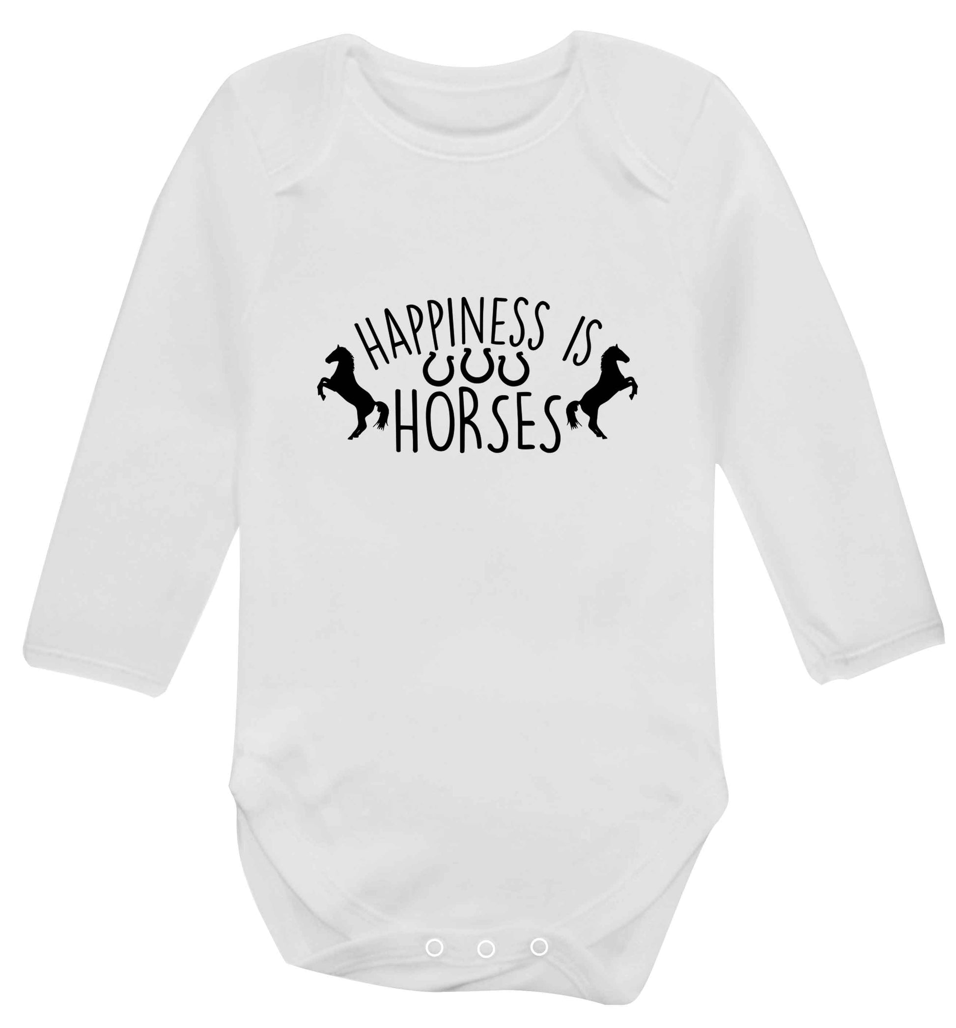 Happiness is horses baby vest long sleeved white 6-12 months