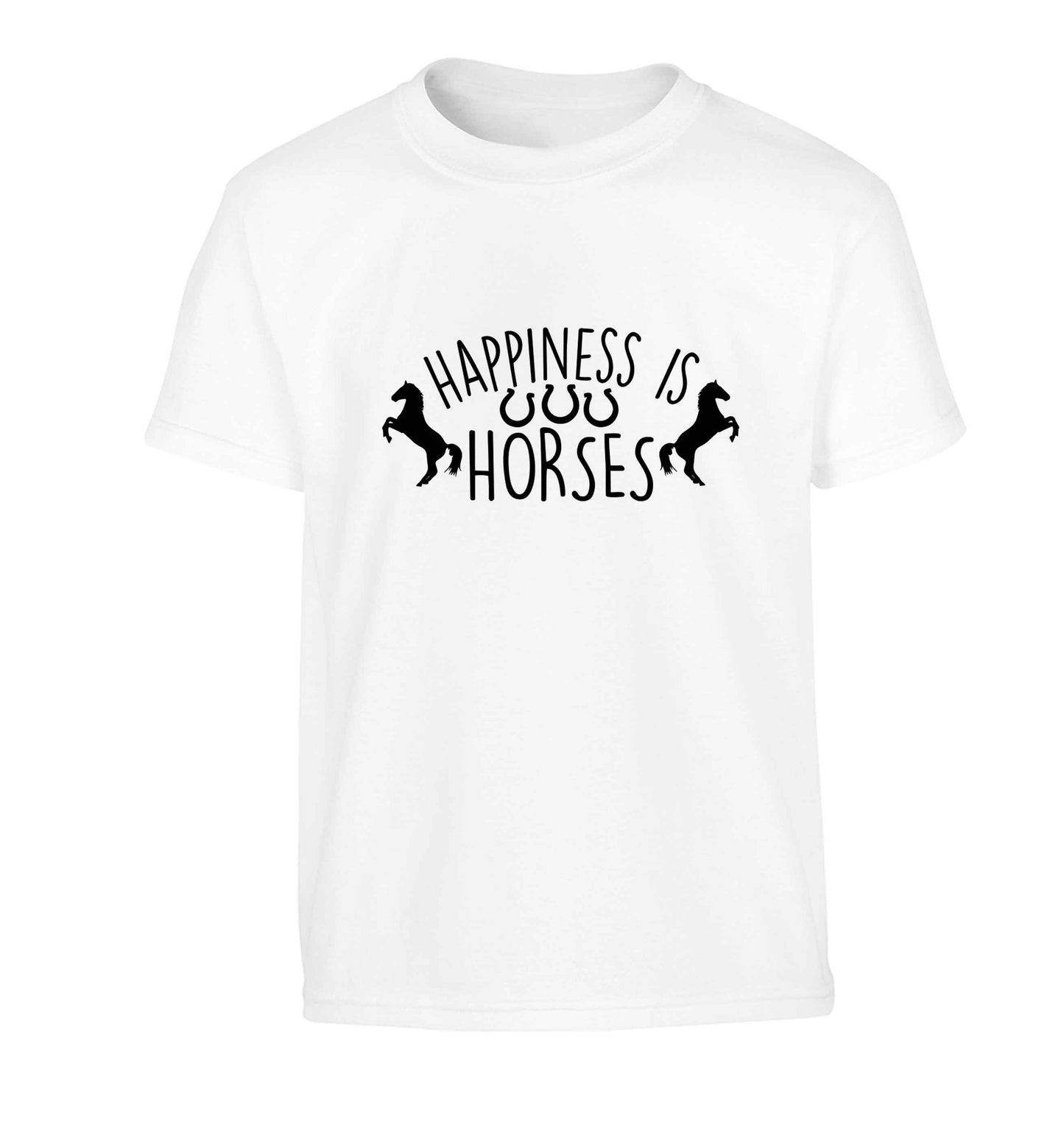 Happiness is horses Children's white Tshirt 12-13 Years