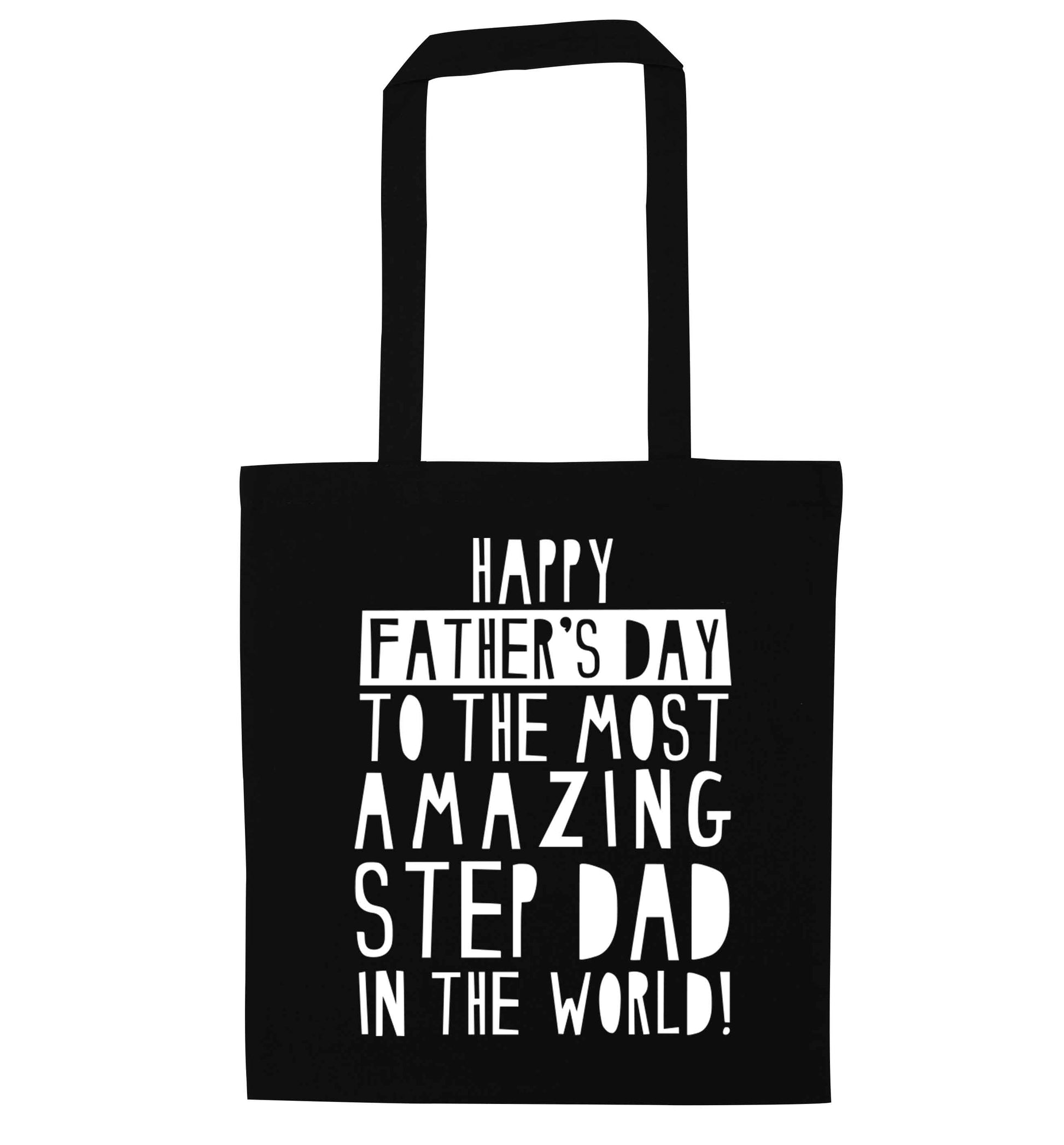 Happy Father's day to the best step dad in the world black tote bag