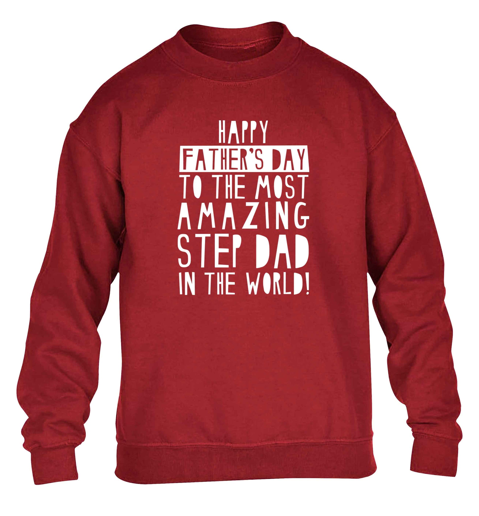 Happy Father's day to the best step dad in the world children's grey sweater 12-13 Years