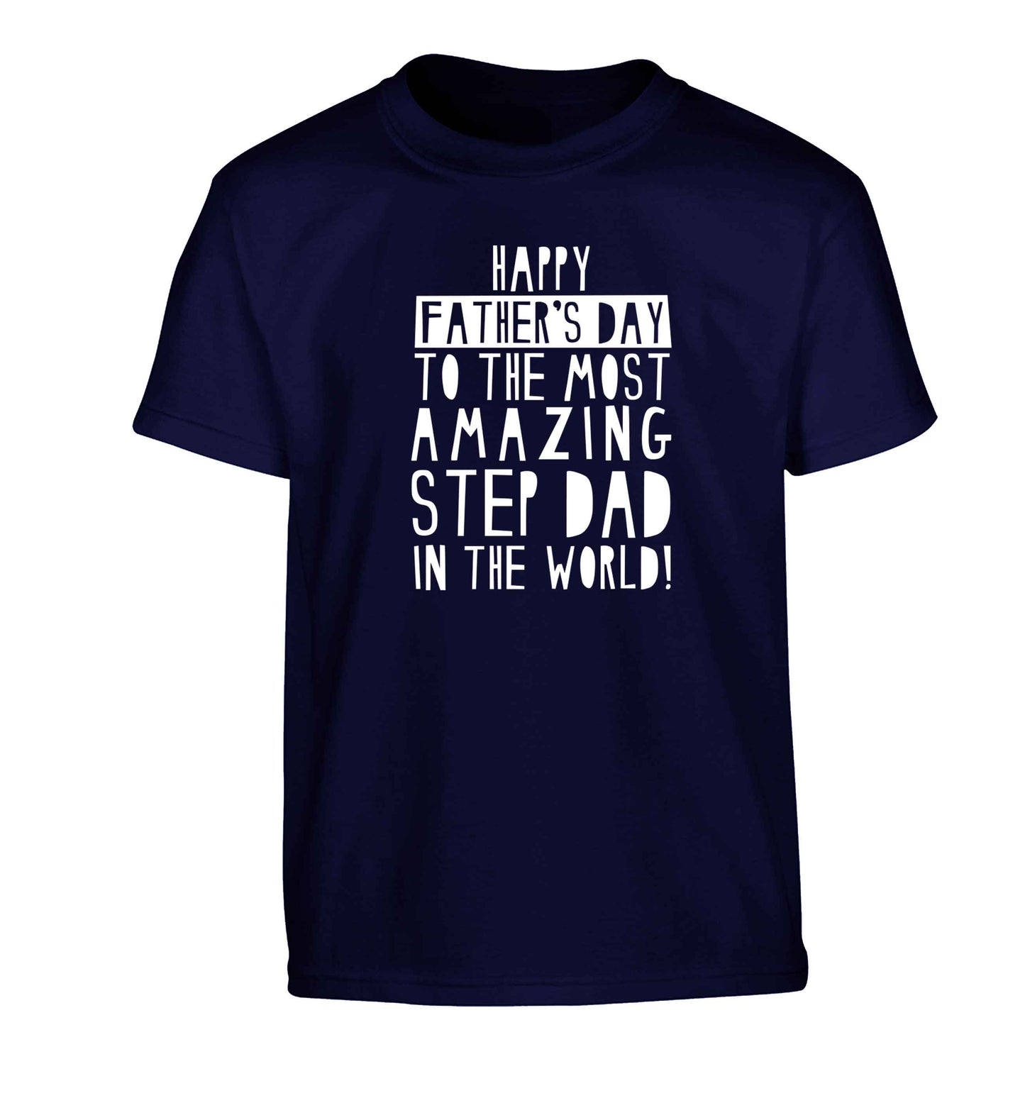 Happy Father's day to the best step dad in the world Children's navy Tshirt 12-13 Years